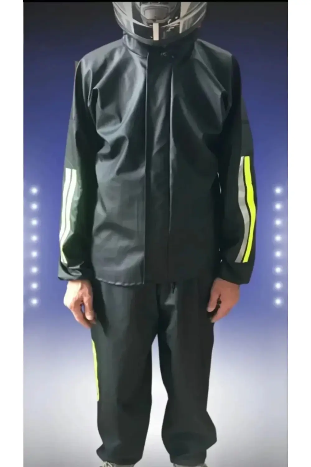 Unisex Tam Kalıp Motorcu Kurye Su Gecirmez Yağmurluk Takım - Siya