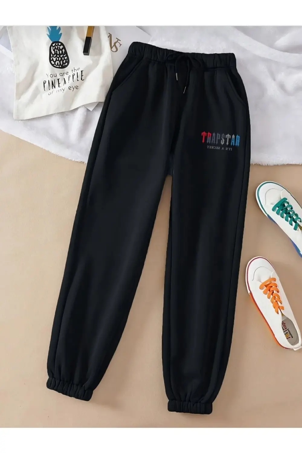 Unisex Traqstar Baskılı Şardonlu Kapşonlu Eşofman Tek alt