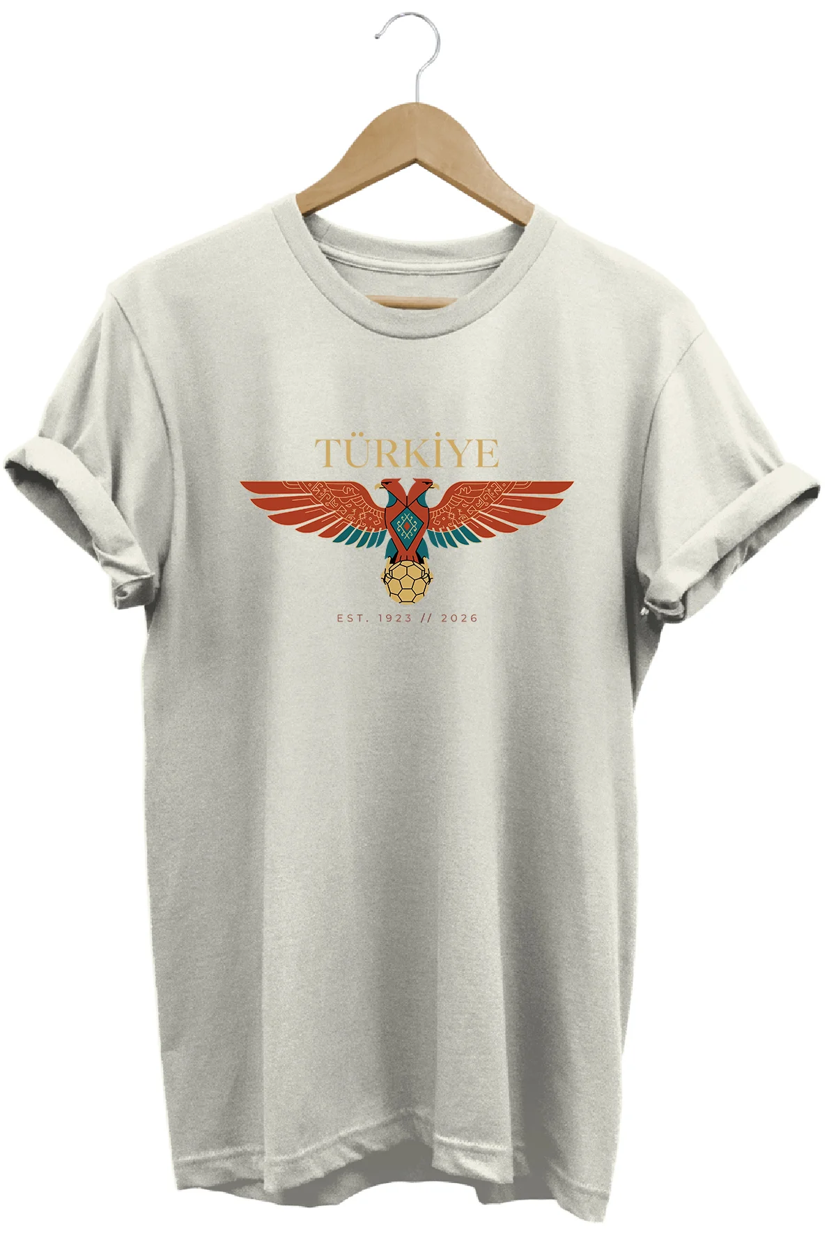 Unisex Türkiye Çift Başlı Kartal Baskılı Oversize Bisiklet Yaka T
