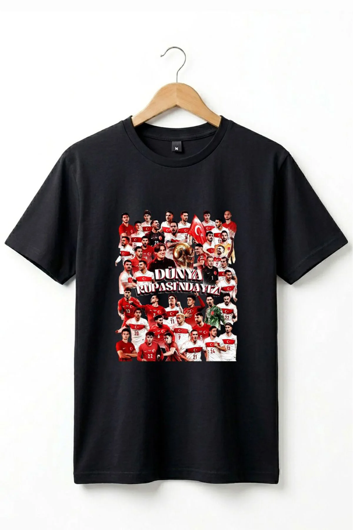 Unisex Türkiye Milli Takım Baskılı Pamuklu T-shirt - Dünya Kupası