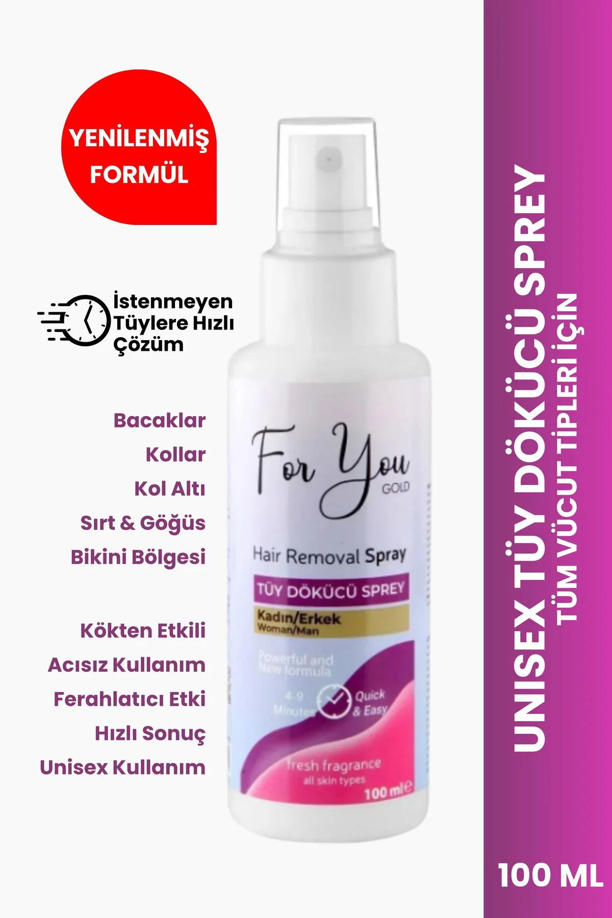 Unisex Tüy Dökücü Krem Sprey 100 Ml