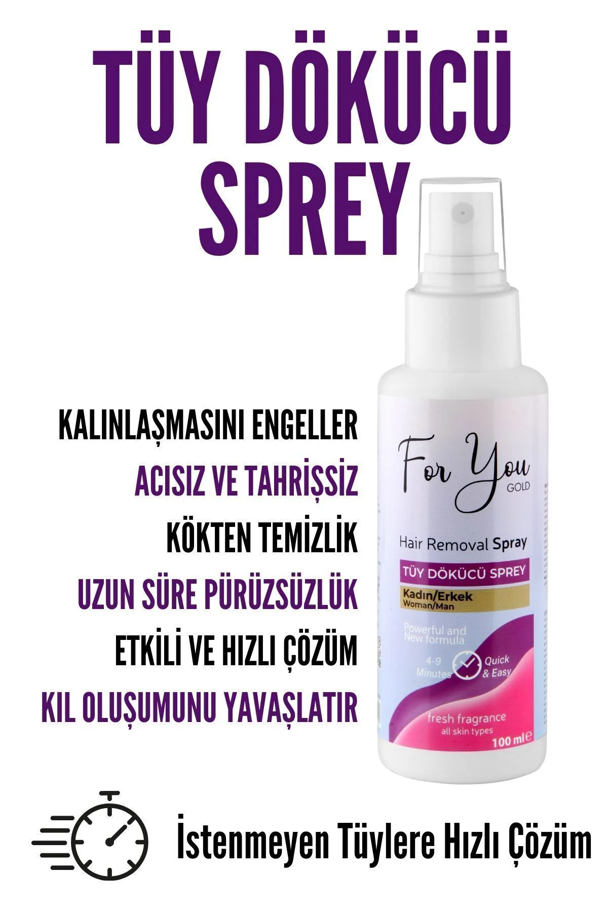 Unisex Tüy Dökücü Krem Sprey 100 Ml