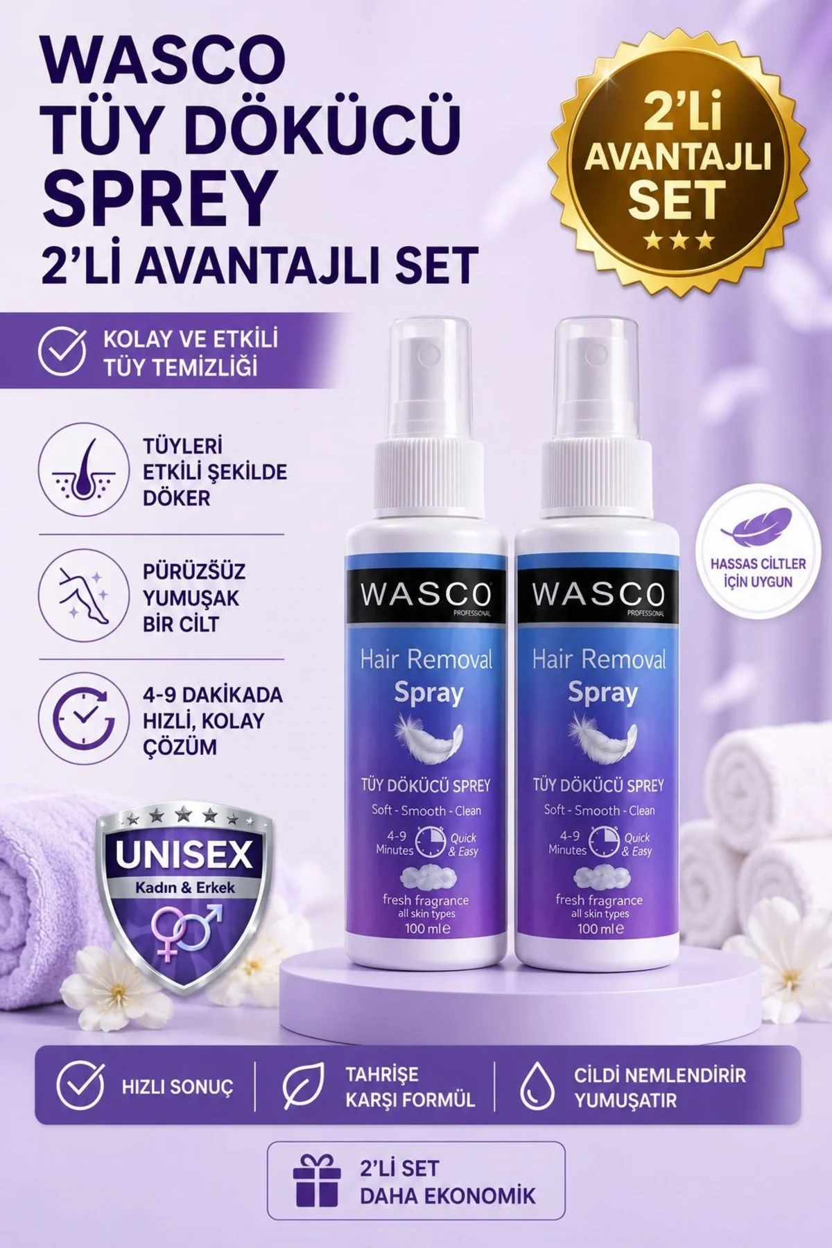 Unisex Tüy Dökücü Sprey 100 ml X 2Adet