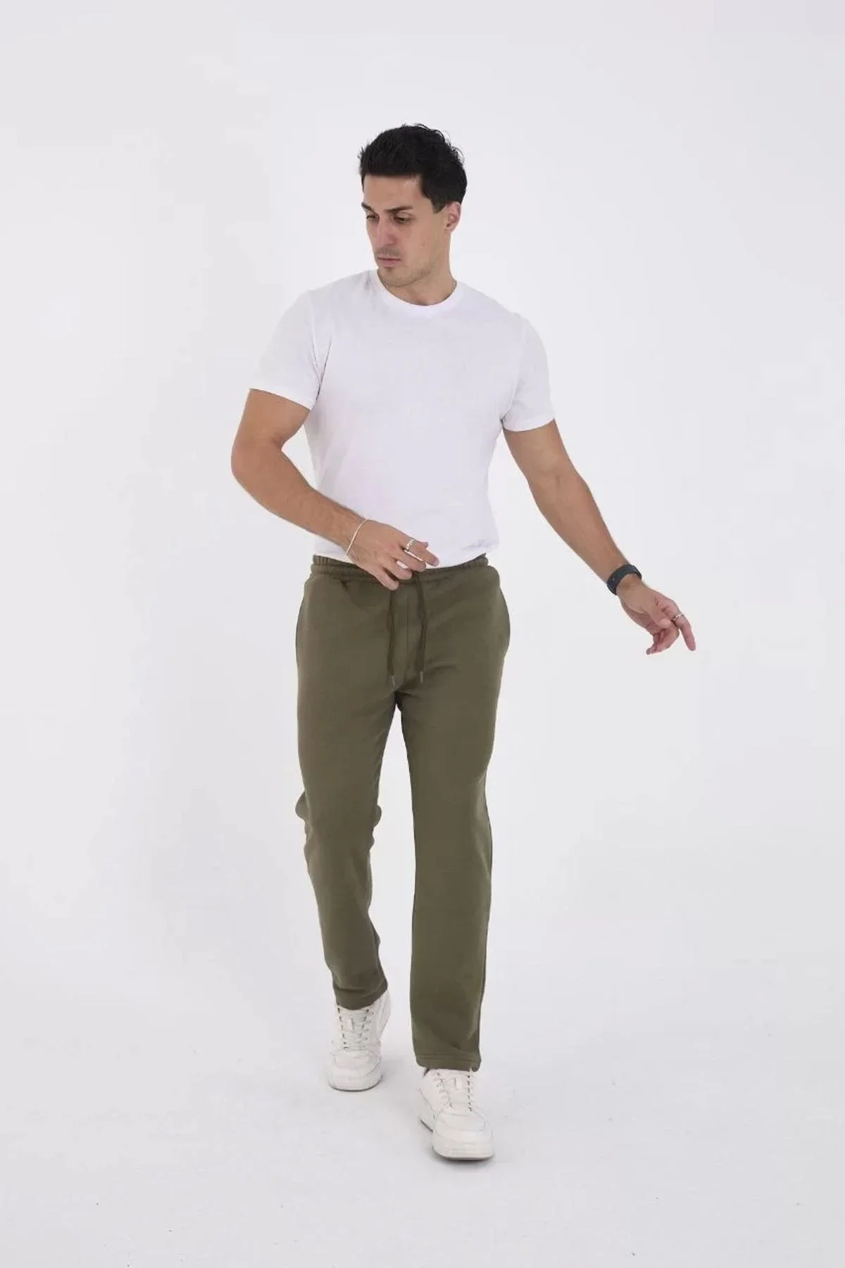 Unisex Üç Iplik Basic Eşofman Pantolon - Haki