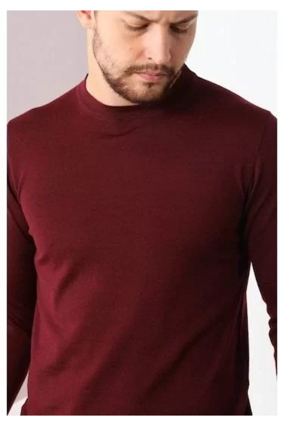 Nivea - Black White Forever Unisex Uzun Kol Biskilet Yaka Dokuma Triko - Bordo