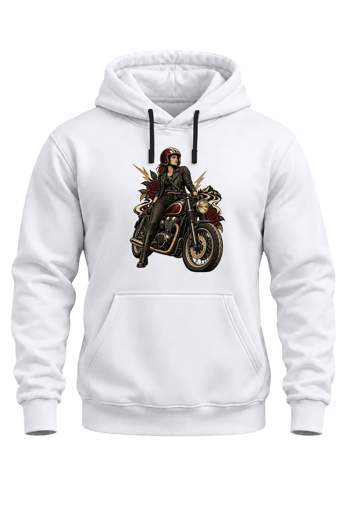 Unisex Vintage Kadın Motorcu Baskılı Kapüşonlu Sweatshirt – Biker Motosiklet Hoodie Unisex Vintage Kadın Motorcu Baskılı Kapüşonlu Sweatshirt – Biker Motosiklet Hoodie