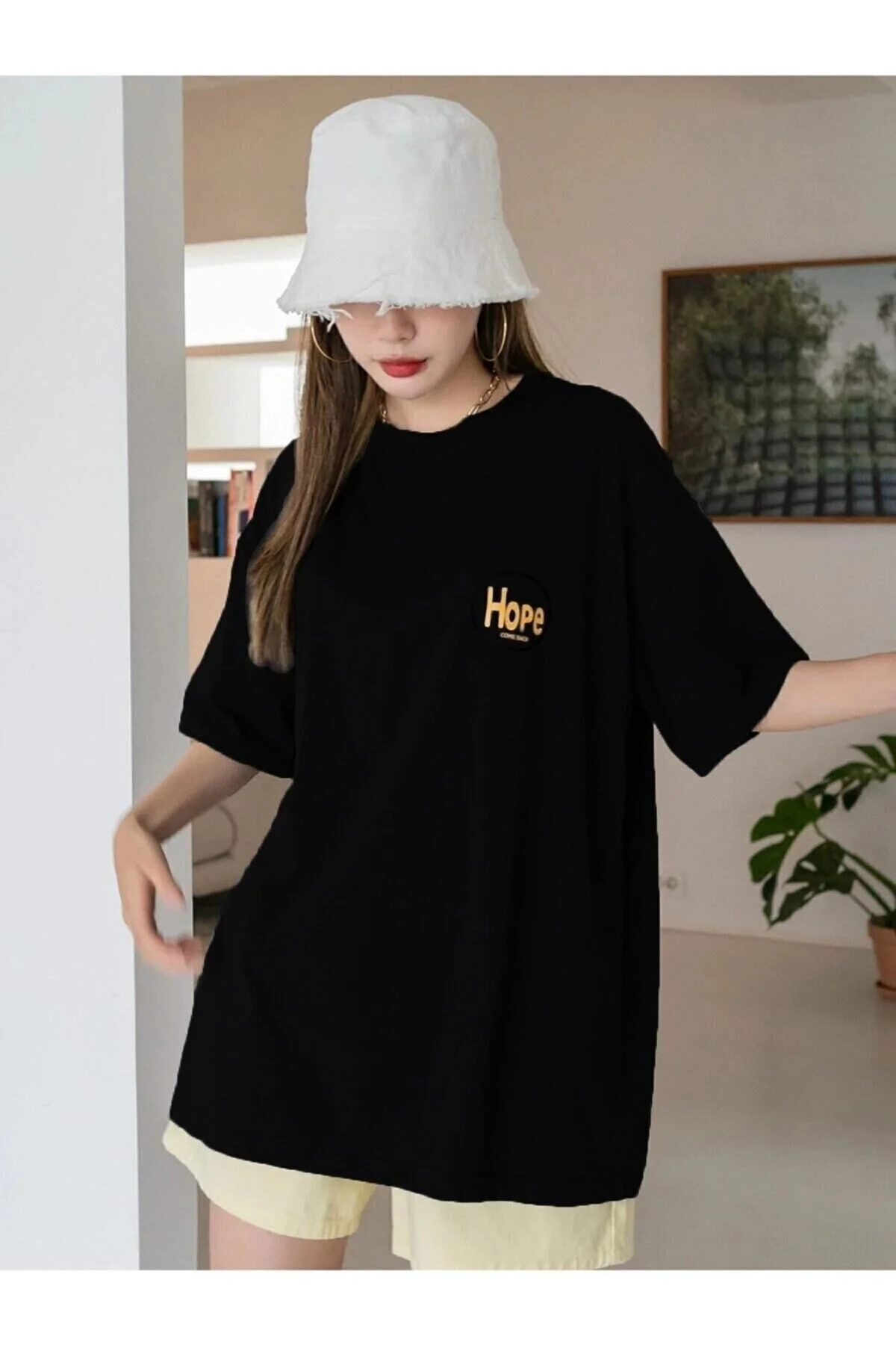 Unisex Why Not Siyah Oversize Bisiklet Yaka Baskılı T-shirt Fiyatı, Yorumları ve Özellikleri