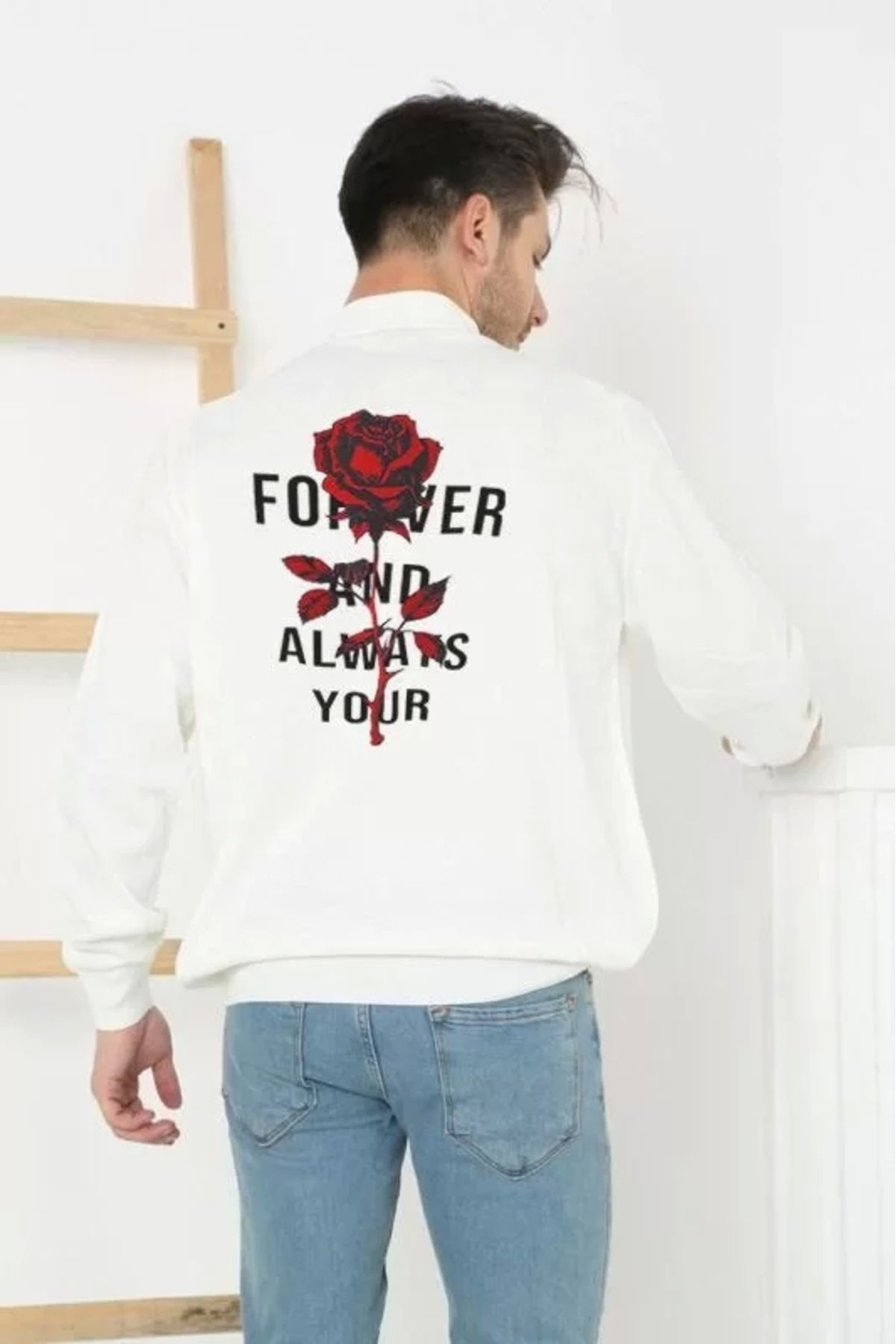 Nivea - Black White Forever Unisex Yarim Boğazli Baskili Dokuma Triko - Beyaz