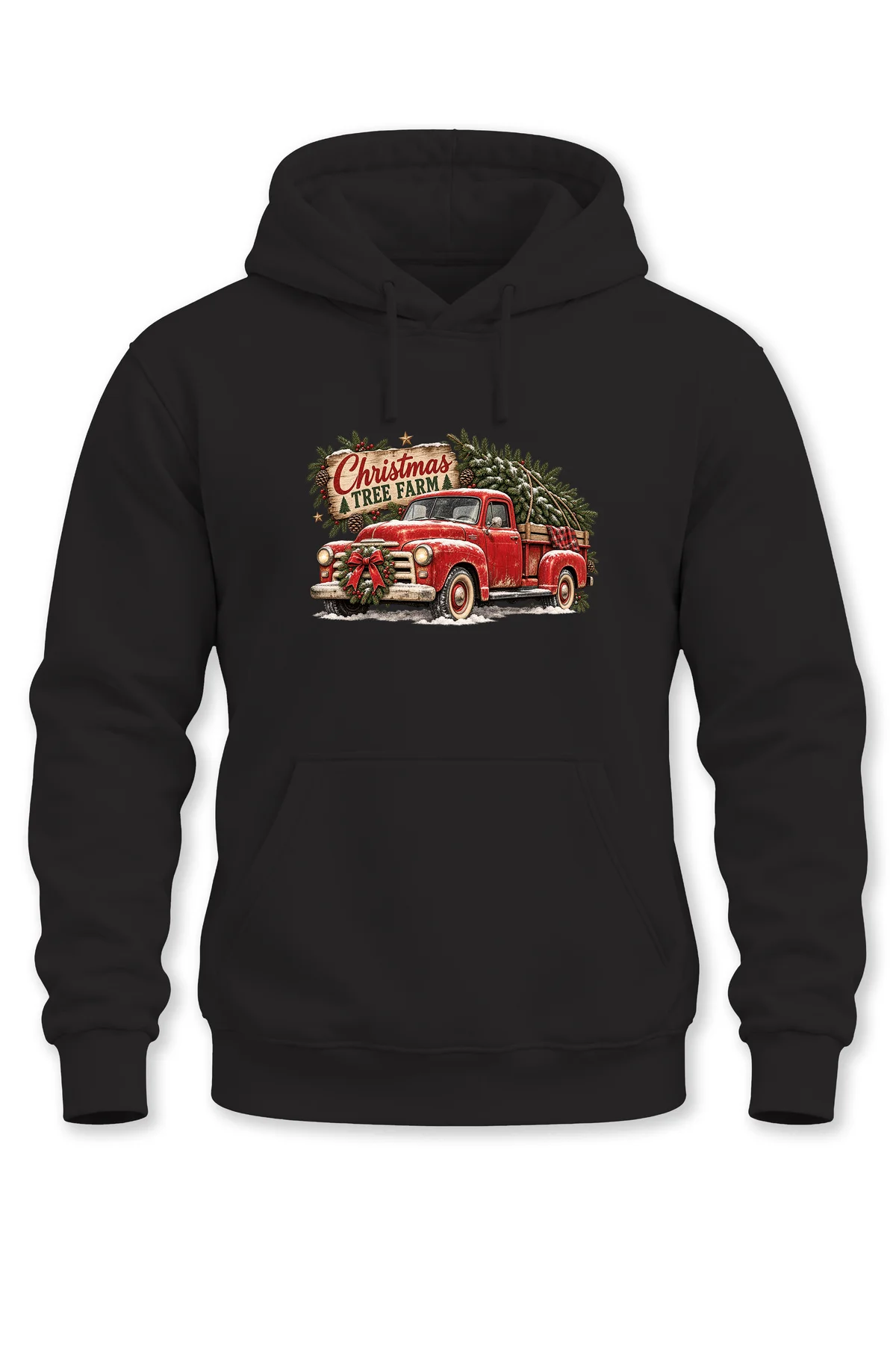 Unisex Yılbaşı Temalı Vintage Kamyon ve Çam Ağacı Baskılı Kapüşonlu Sweatshirt Hoodie Unisex Yılbaşı Temalı Vintage Kamyon ve Çam Ağacı Baskılı Kapüşonlu Sweatshirt Hoodie