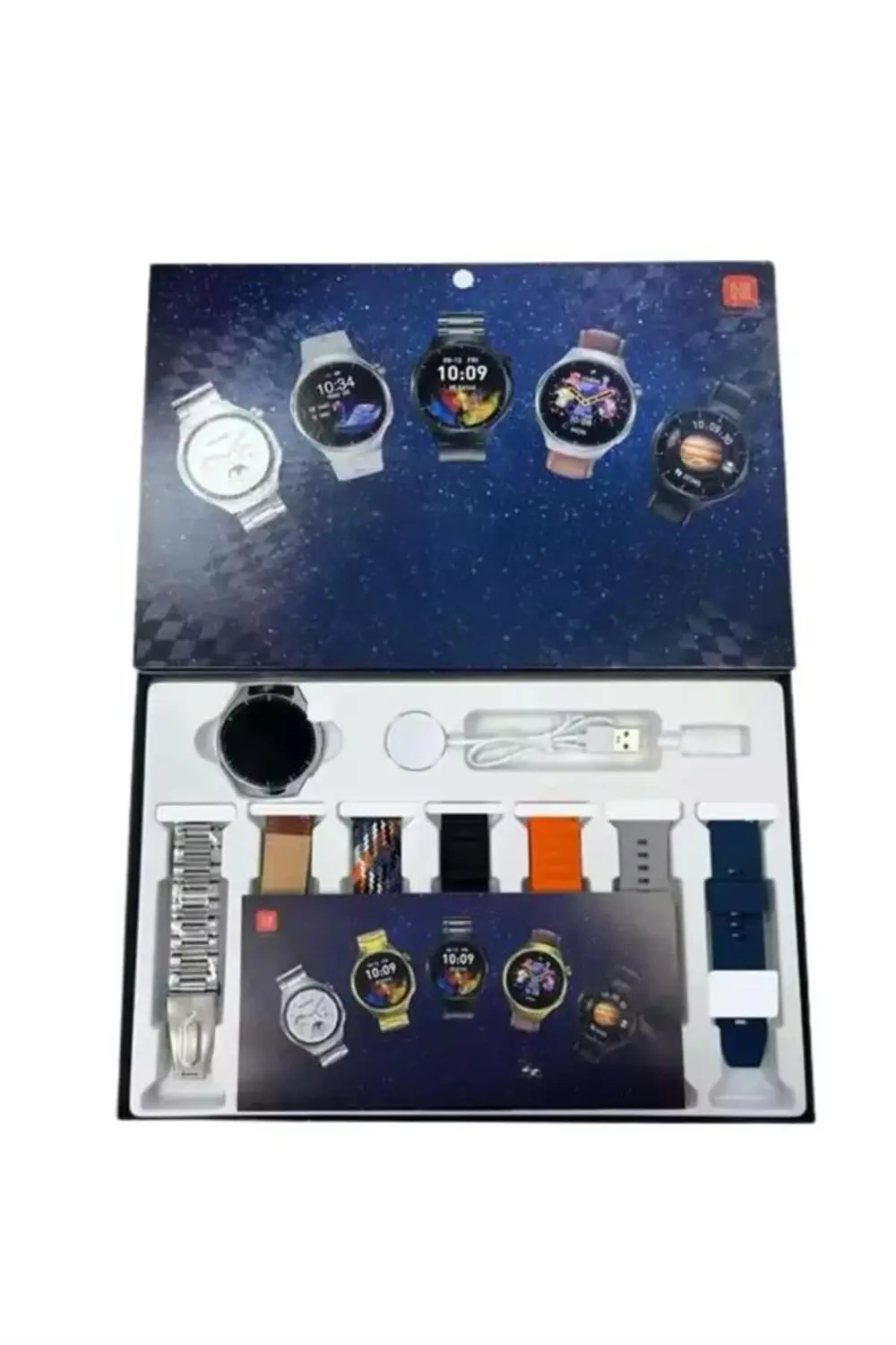 Unısex Yuvarlak Ekranlı 7 Kordonlu Akıllı Saat GPS Destekli Çoklu