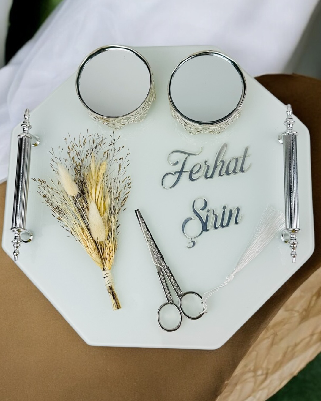 Unity Sekizgen Beyaz Nişan Tepsisi