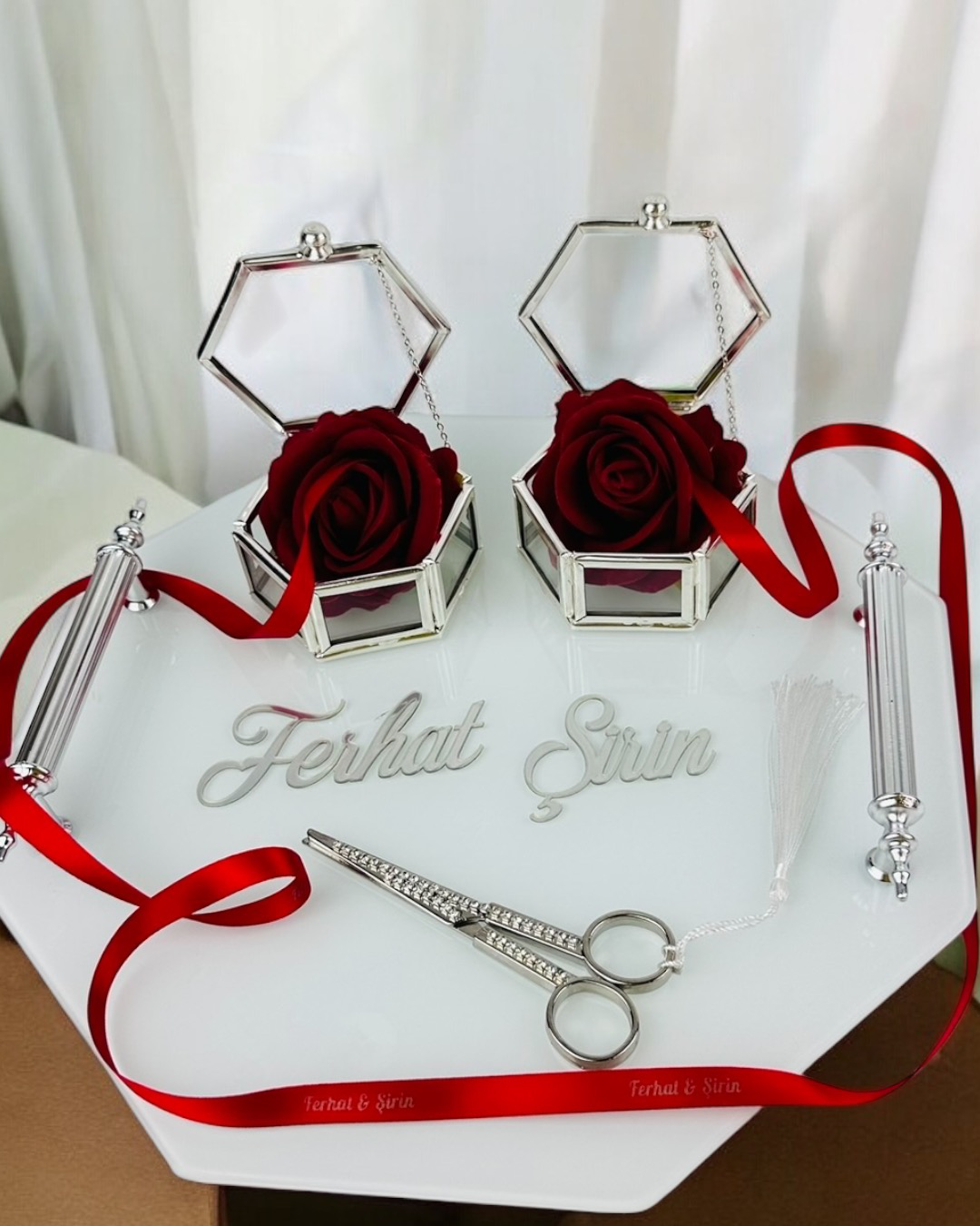 Unity Sekizgen Beyaz Nişan Tepsisi