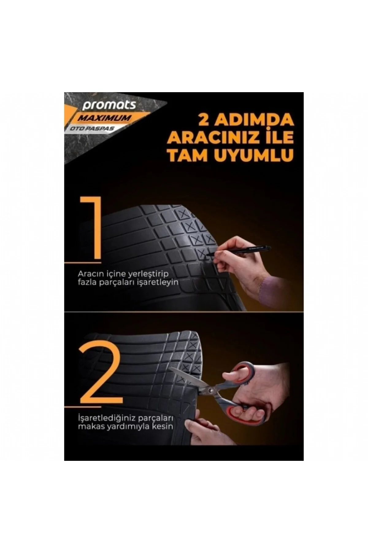 ÜNİVERSAL 4D HAVUZLU OTO PASPAS SİYAH 5 PARÇA TAM SET HER ARACA UYUMLU