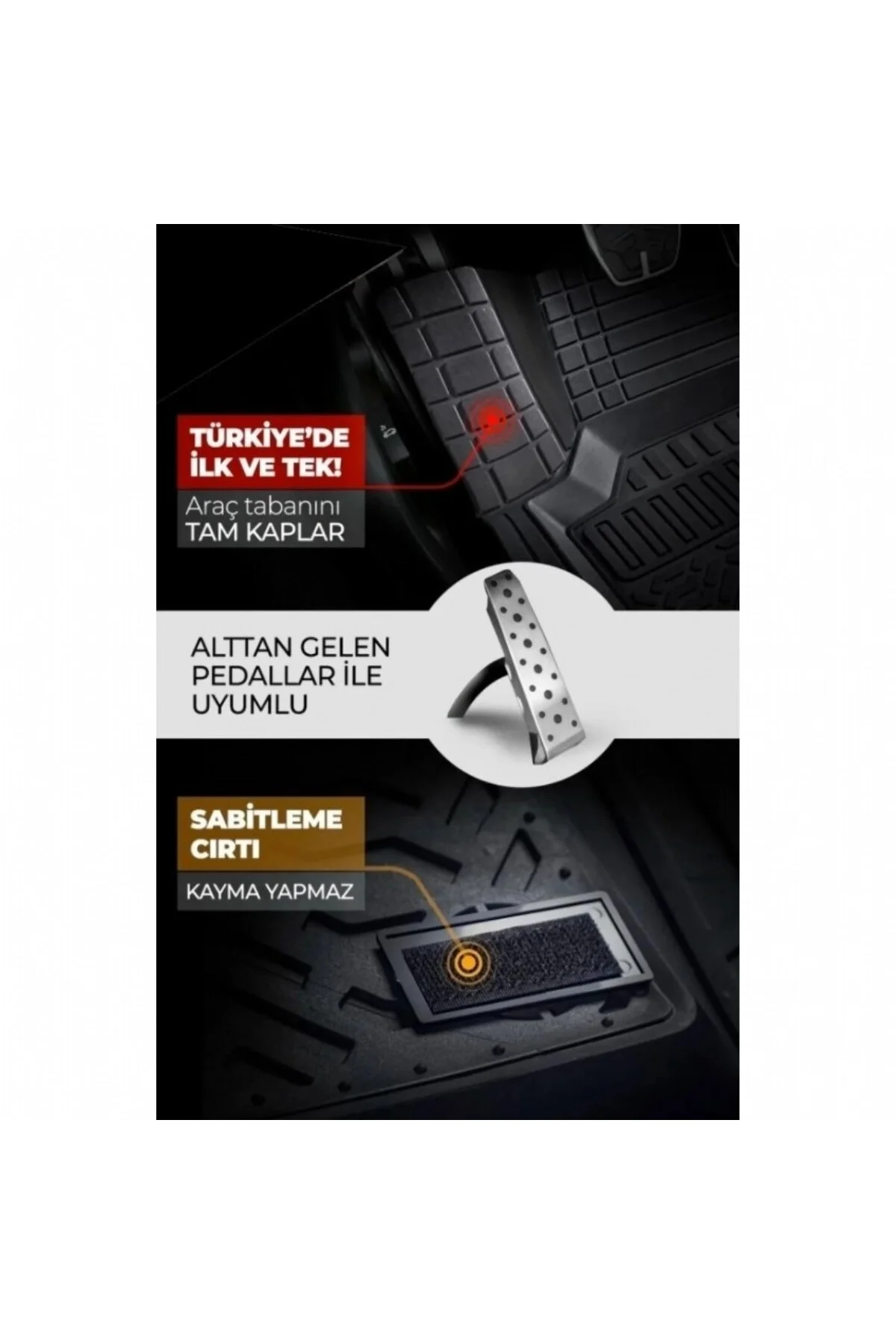 ÜNİVERSAL 4D HAVUZLU OTO PASPAS SİYAH 5 PARÇA TAM SET HER ARACA UYUMLU