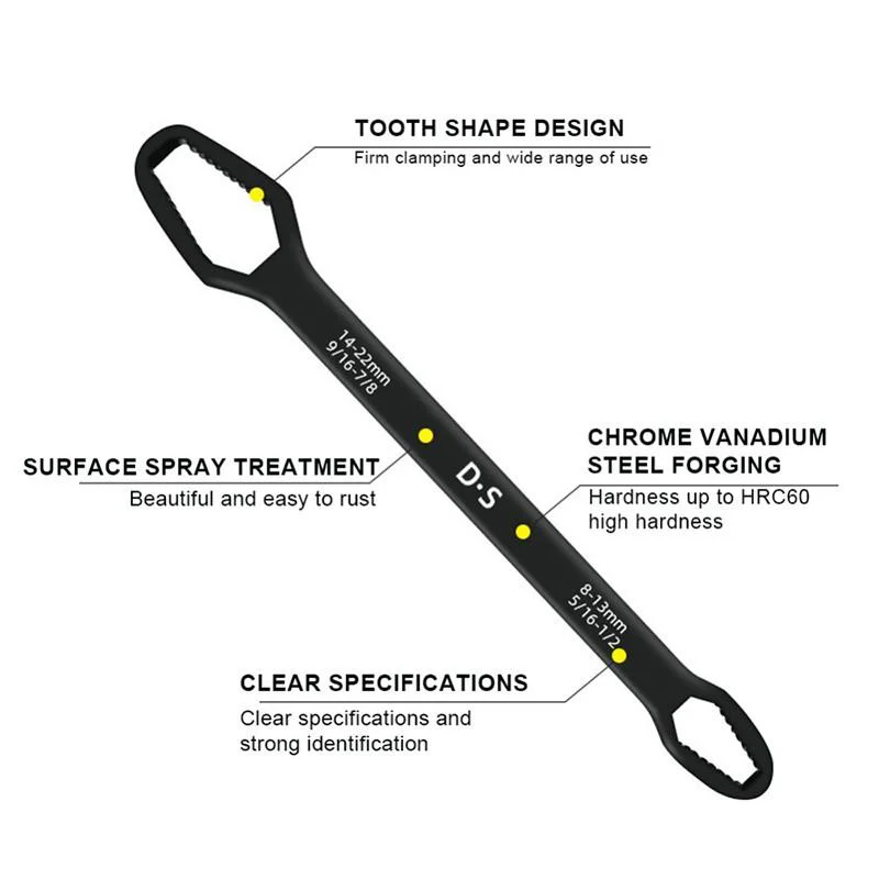Universal Anahtarı Çift kafalı Çok Fonksiyonlu 6-22mm Universal Anahtarı Çift kafalı Çok Fonksiyonlu 6-22mm