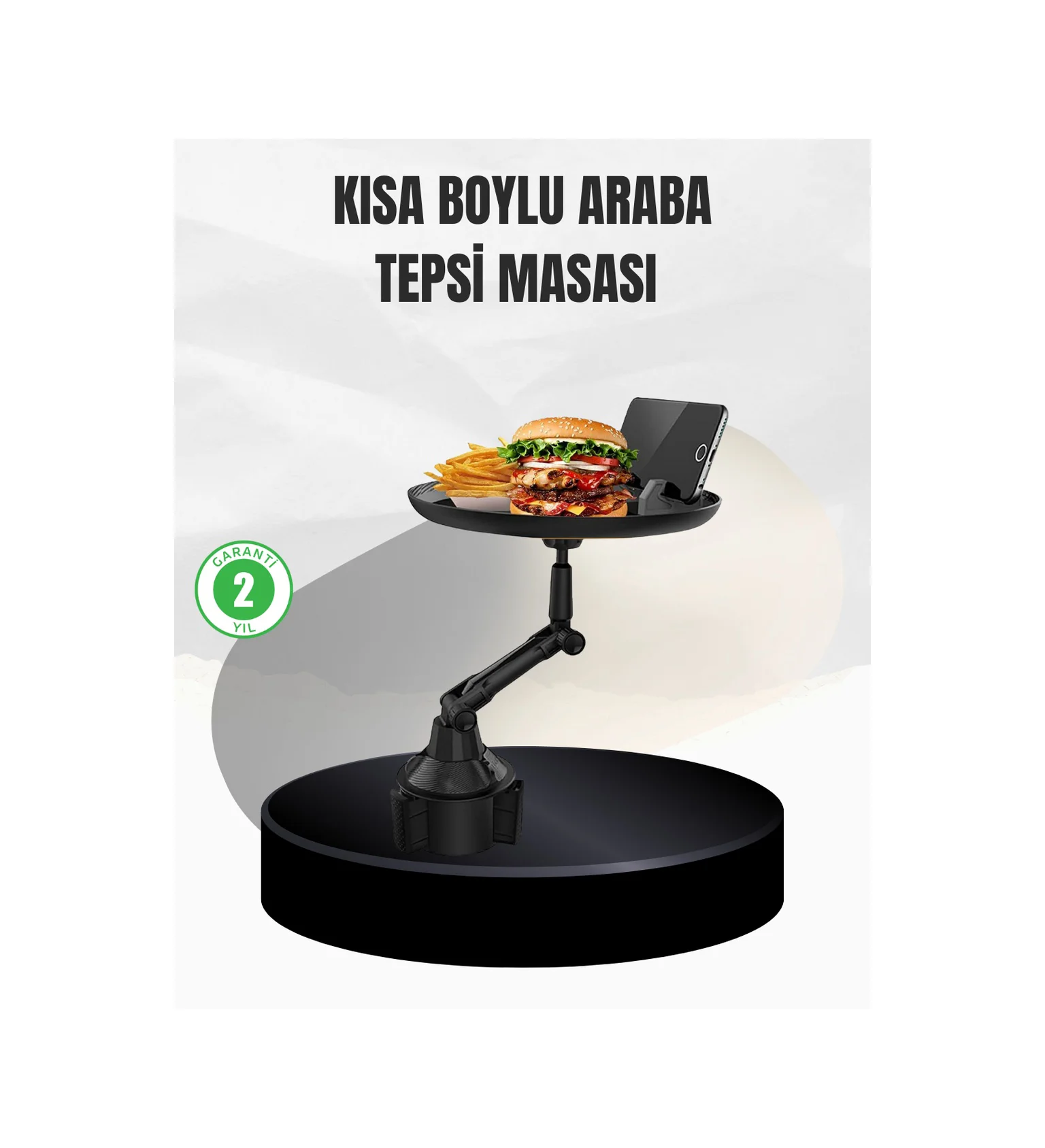 Universal Araç İçi Bardaklık Tepsisi 9 İnç Yemek Alanı Ve Telefon Standlı