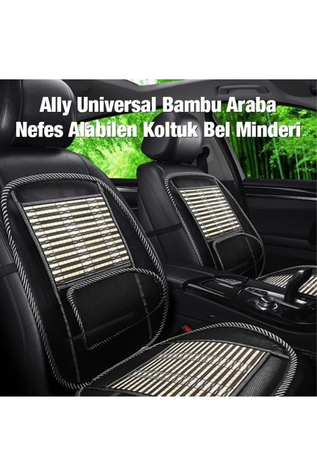 Universal Bambu Araba Nefes Alabilen Koltuk Bel Minderi, SIYAH