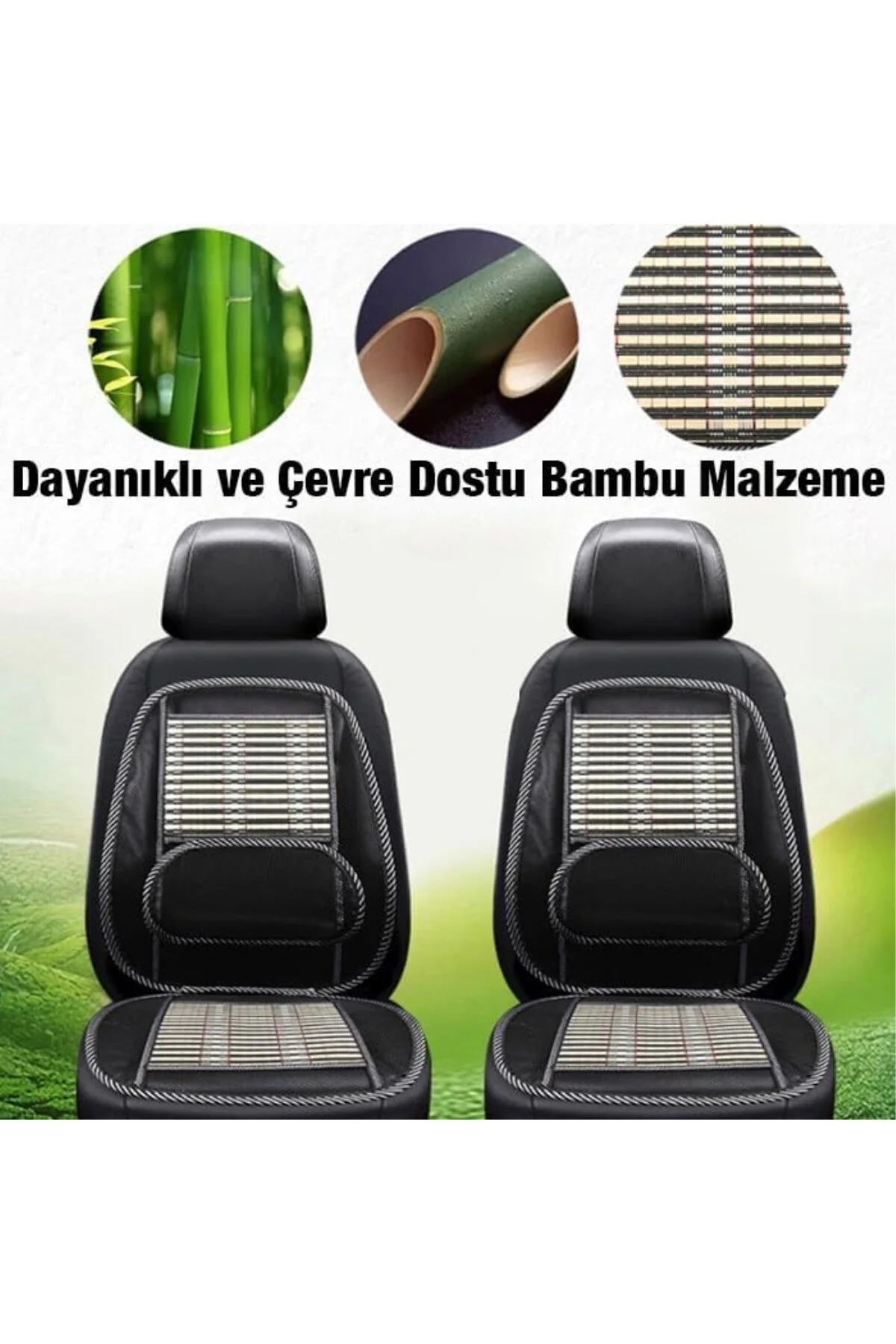 Universal Bambu Araba Nefes Alabilen Koltuk Bel Minderi, SIYAH