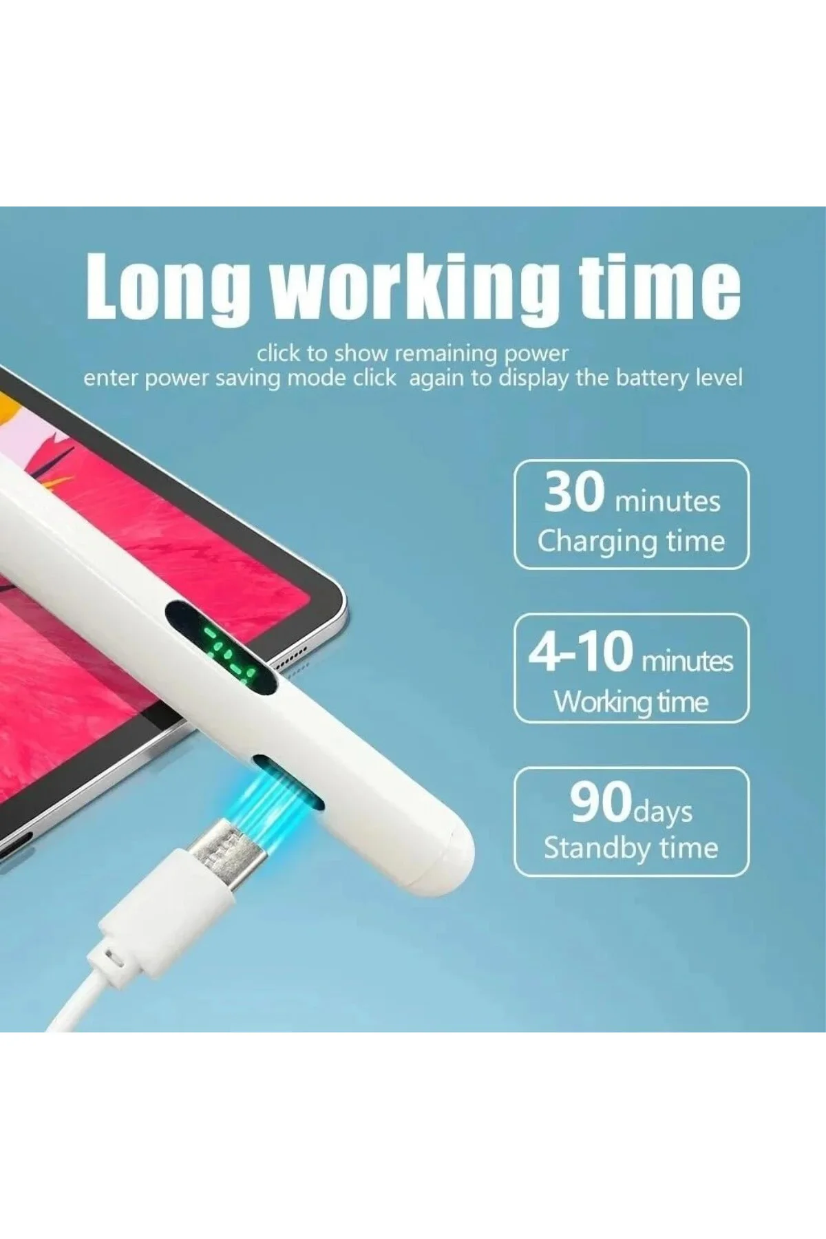 Universal Dokunmatik Stylus Kalem LED Göstergeli Manyetik Gövdeli