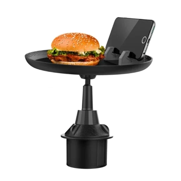 Universal Katlanabilir Araç İçi Yemek Masası & Telefon Tutucu - 360° Dönen Bardaklık Tablalı