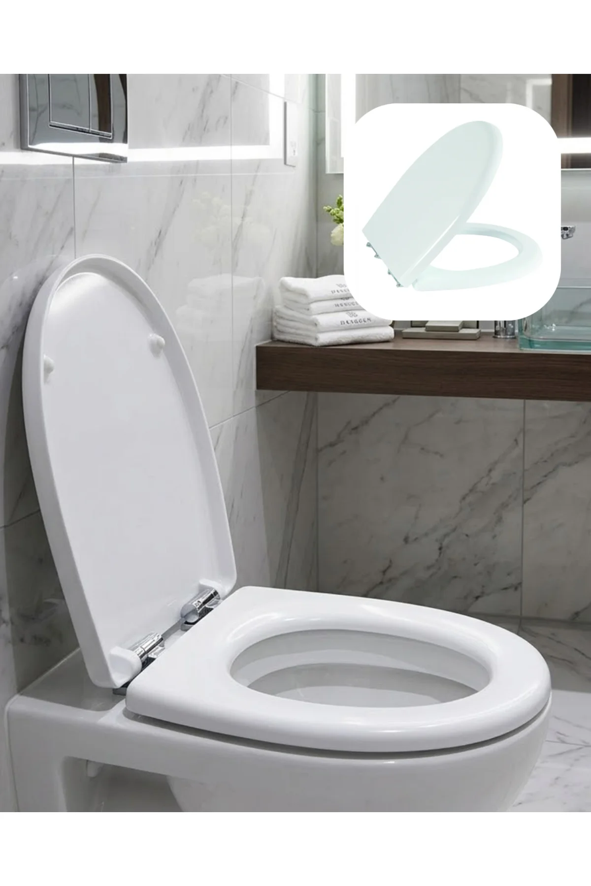 Universal Klozet Kapak Seti Kaydırmaz Alt Yüzey Kolay Temizlik Banyo Aksesuarı