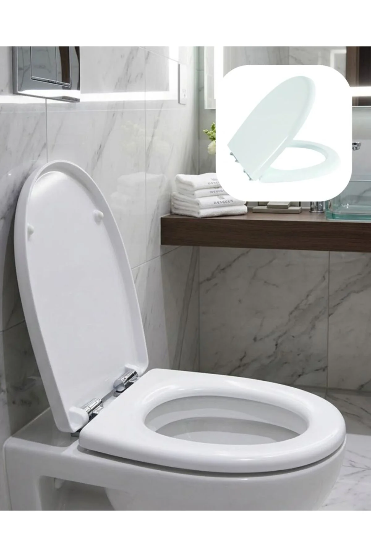 Universal Klozet Kapak Seti Kaydırmaz Alt Yüzey Kolay Temizlik Ba