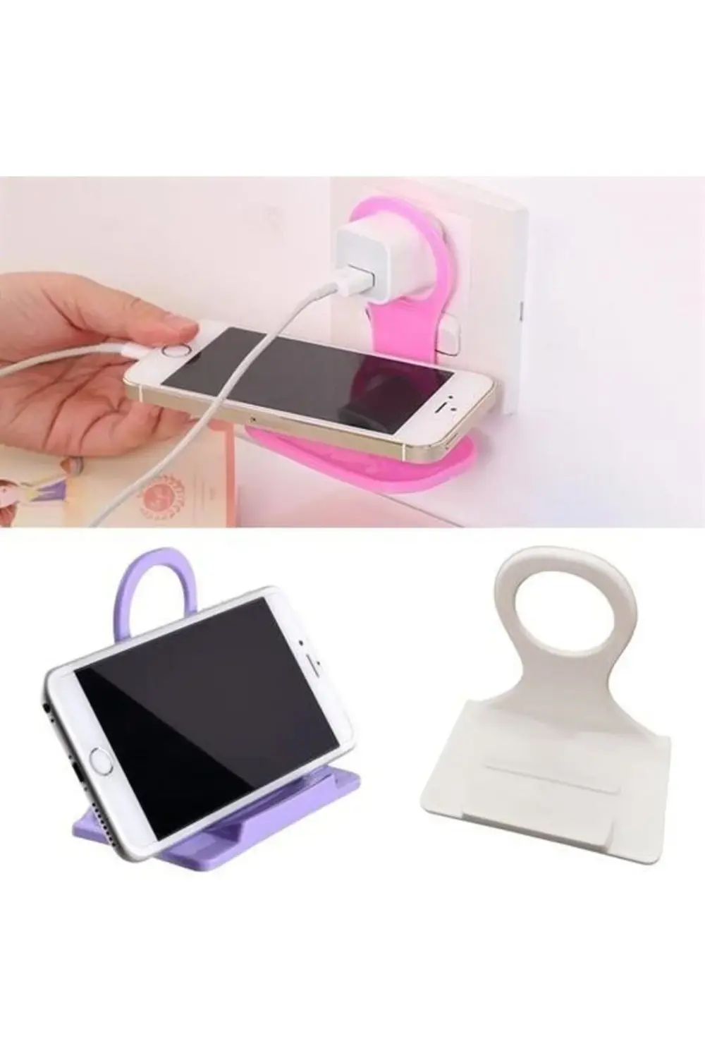 ® Universal Mobil Şarj Priz Askısı ve Telefon Tablet Tutucu Stand