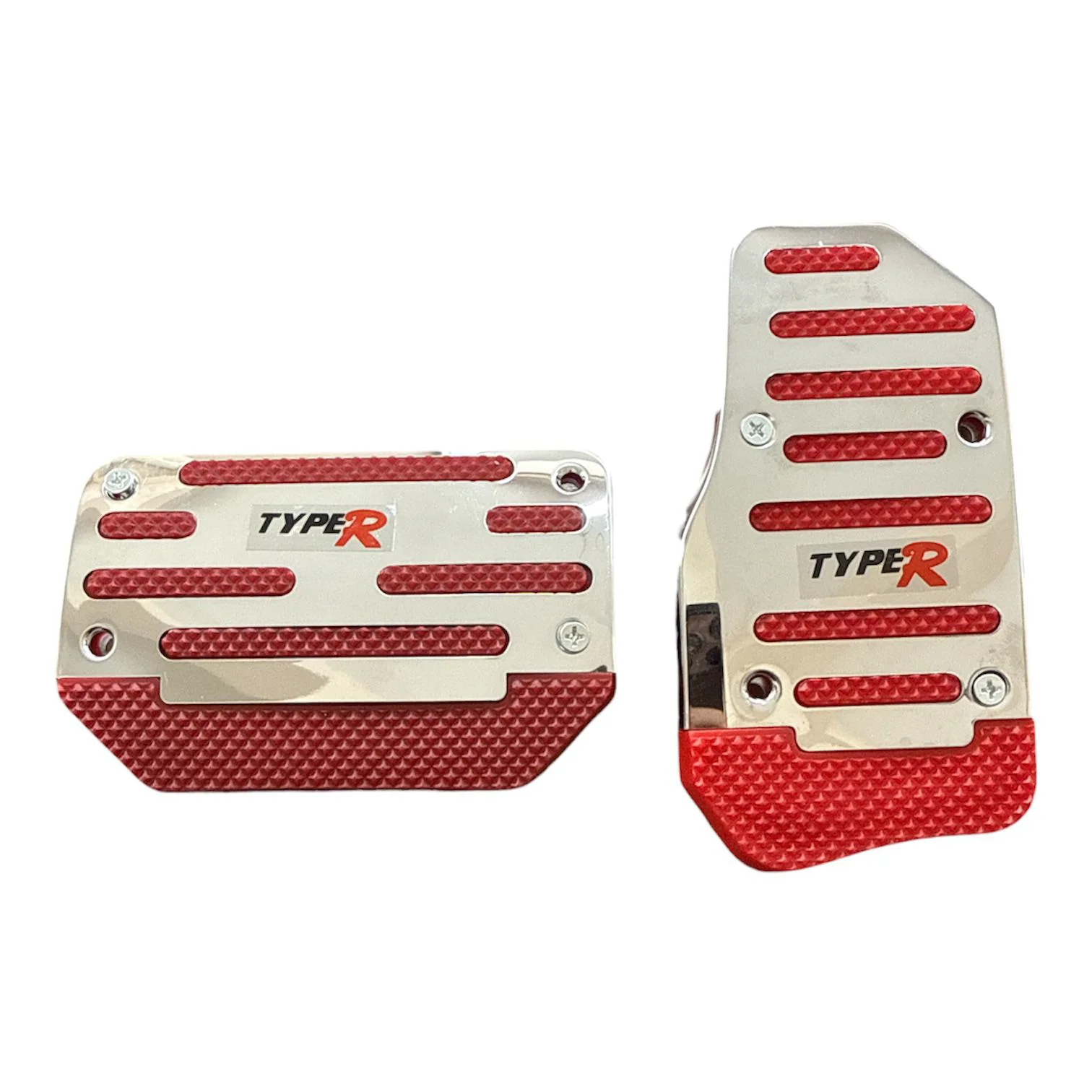 Universal Otomatik Metal Pedal Seti 2 Parça Krom Kırmızı Universal Otomatik Metal Pedal Seti 2 Parça Krom Kırmızı