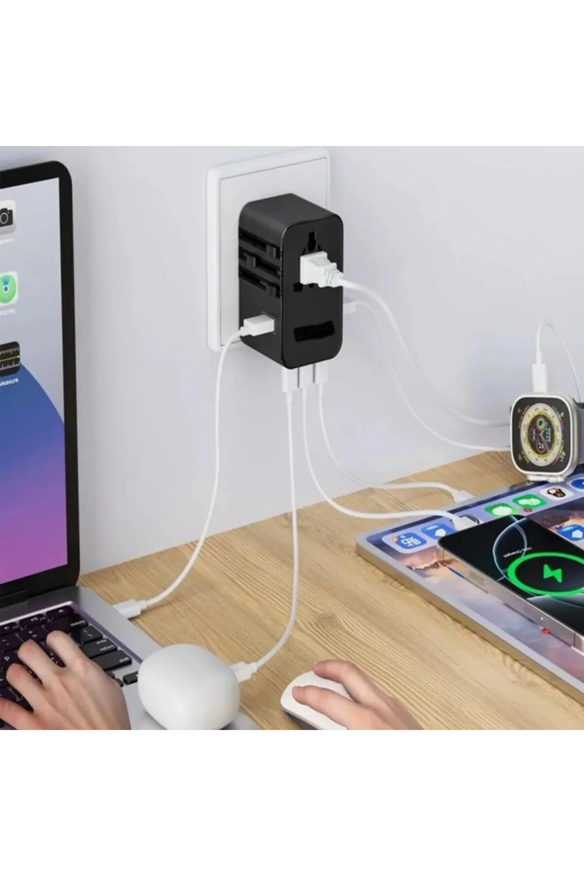 Universal Seyahat Priz Dönüştürücü Adaptör, 45W Şarj Cihazı, 2x U