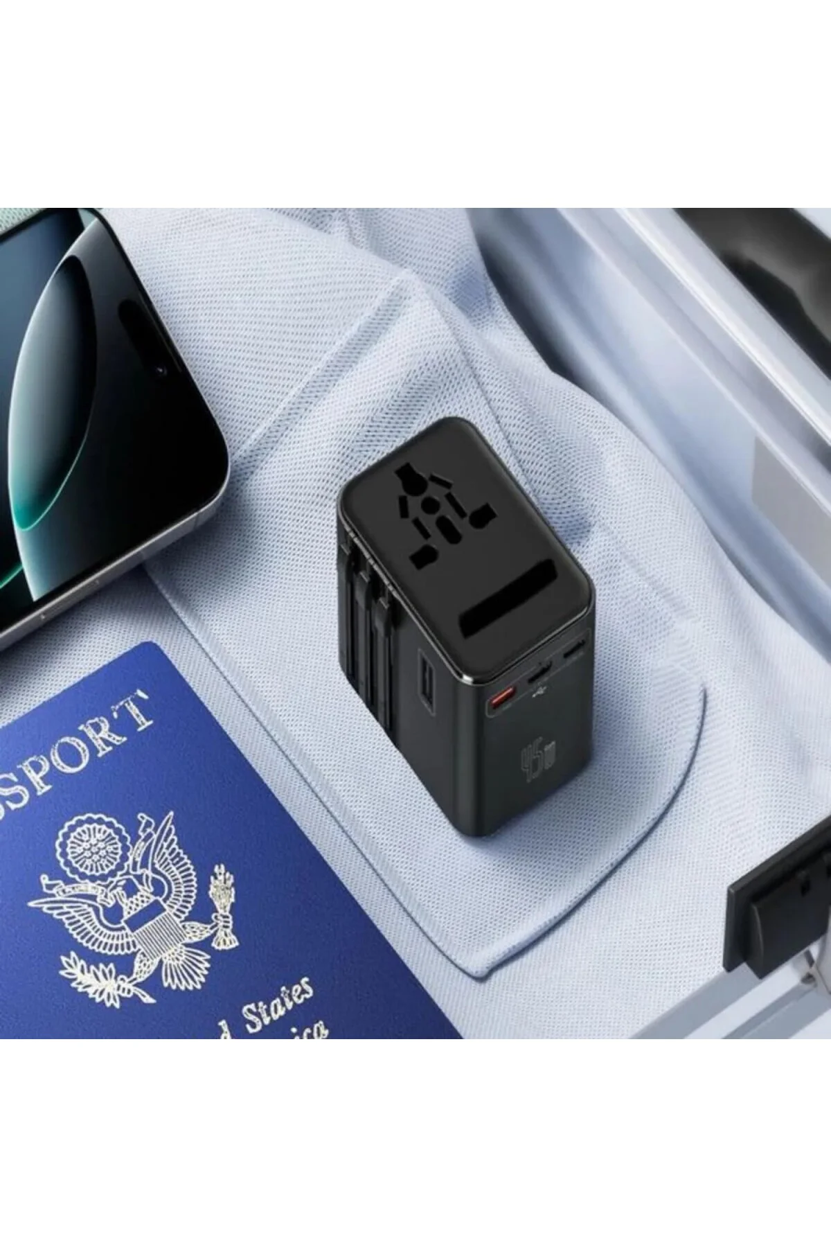 Universal Seyahat Priz Dönüştürücü Adaptör, 45W Şarj Cihazı, 2x U