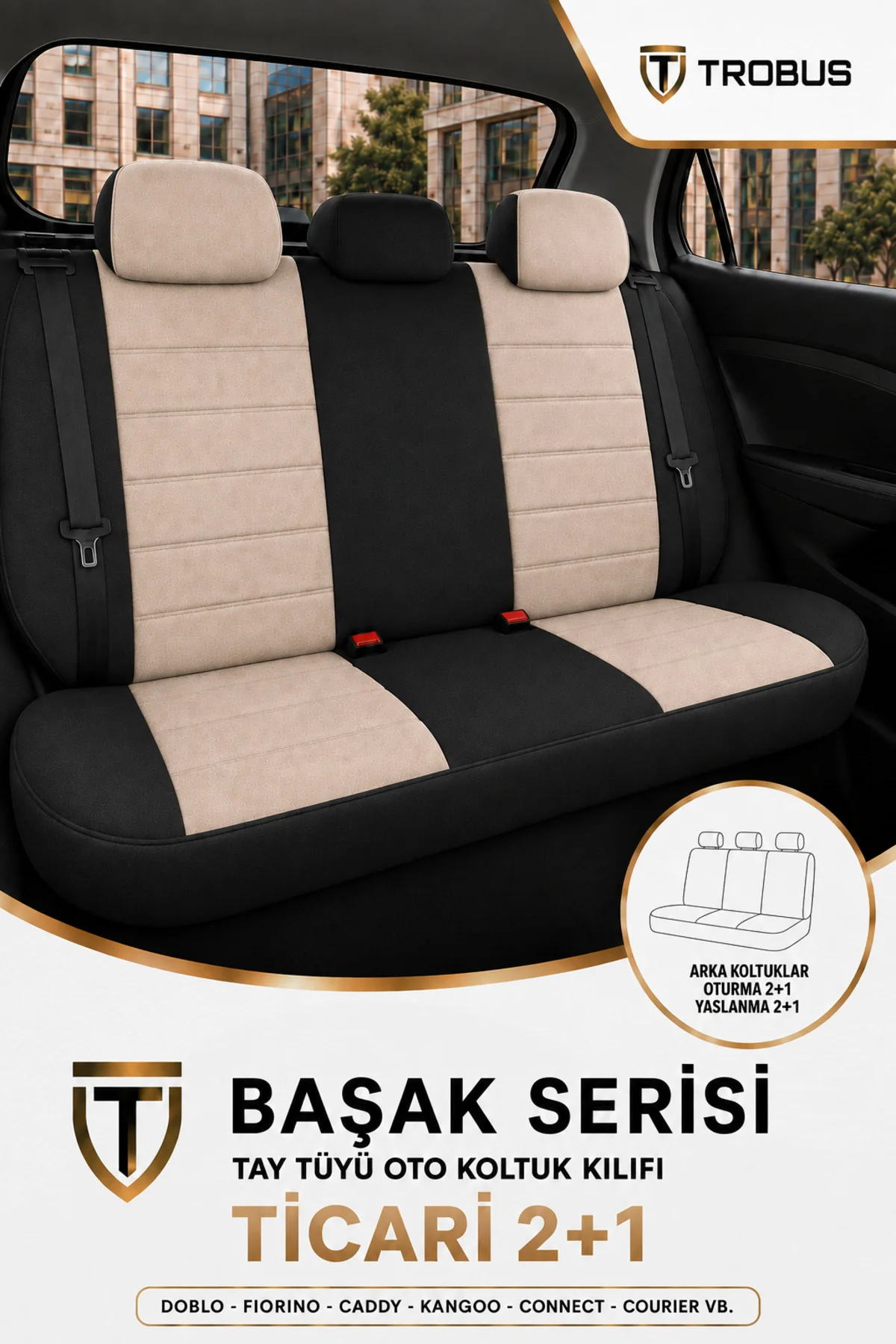 Üniversal Ticari 2+1 Başak Serisi Koltuk Kılıfı – Bej