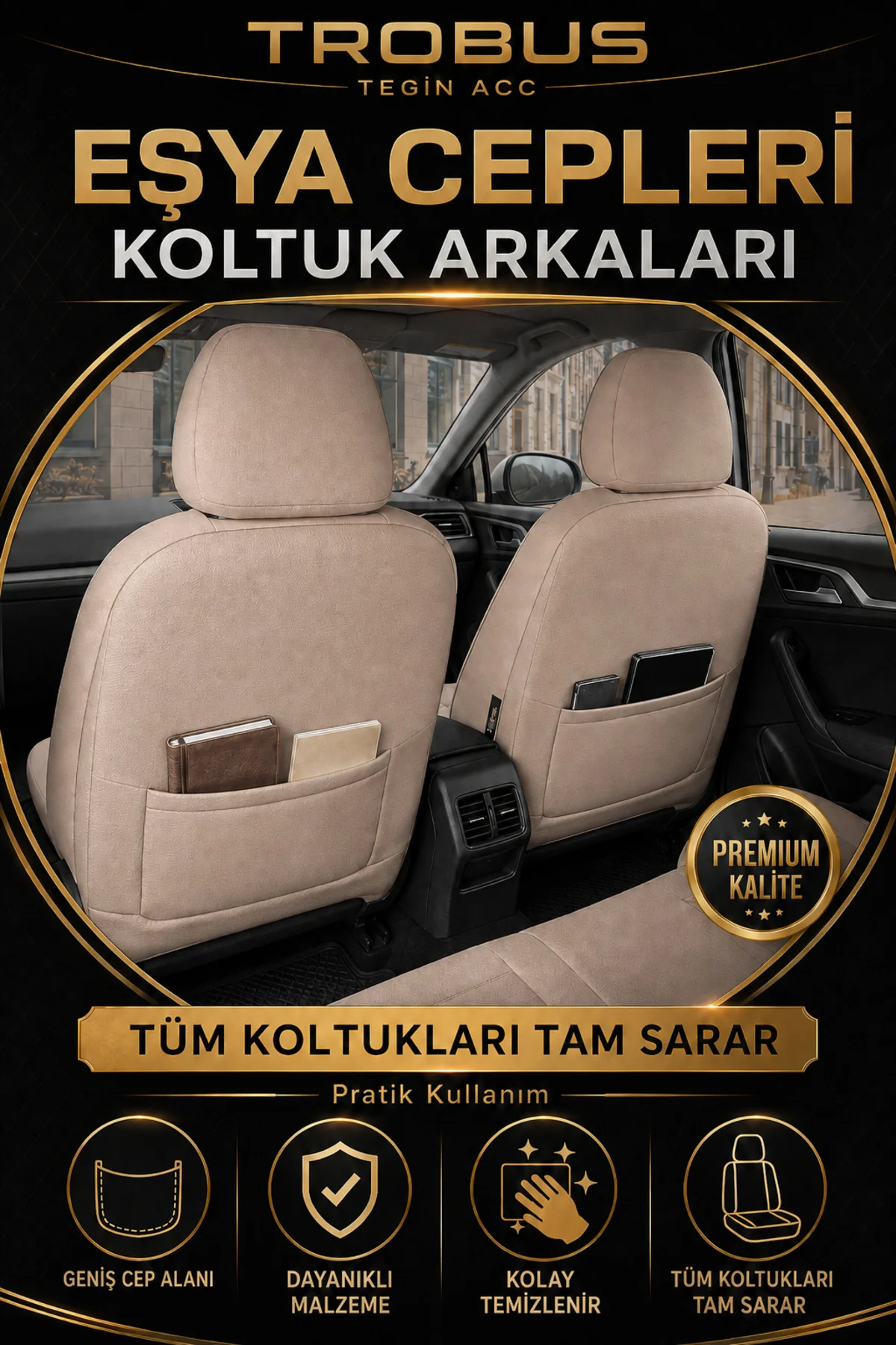 Üniversal Ticari 2+1 Başak Serisi Koltuk Kılıfı – Bej