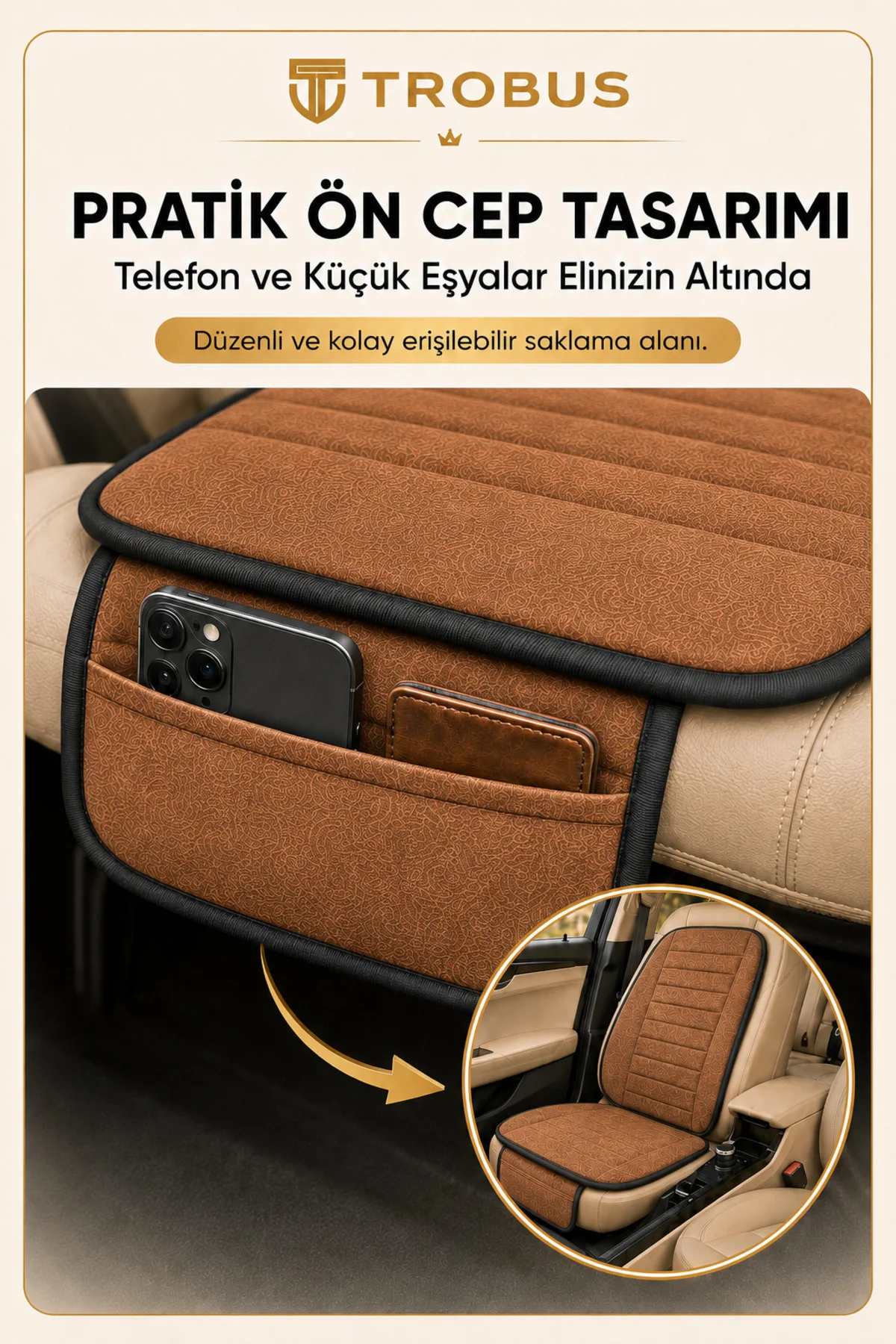 Universal Uyumlu Baby Face Soft Alcantara Çizgili 7'li Oto Koltuk Minderi Taba Siyah Fiyatı, Yorumları ve Özellikleri