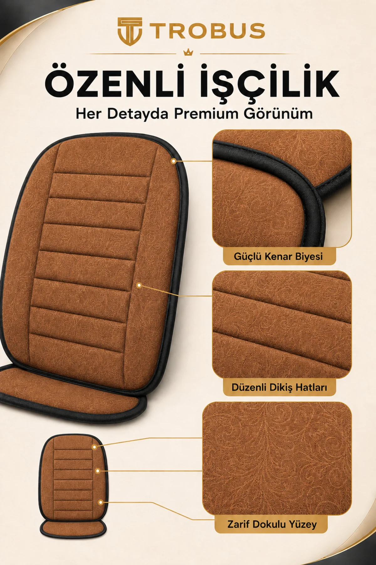 Universal Uyumlu Baby Face Soft Alcantara Çizgili 7'li Oto Koltuk Minderi Taba Siyah Fiyatı, Yorumları ve Özellikleri