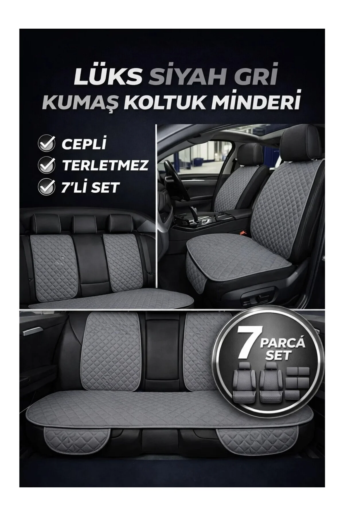 Üniversal Uyumlu Kumaş Koltuk Minderi Kapitone Desen Terletmez Yedili Siyah Kırmızı Fiyatı, Yorumları ve Özellikleri