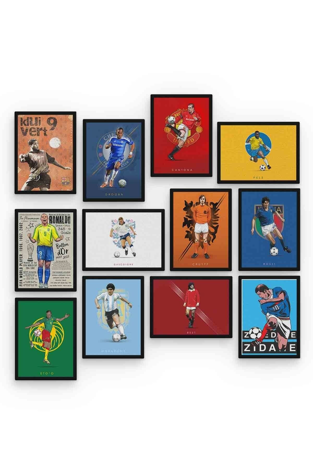 Ünlü Futbolcular 12 Parça Mdf (ahşap) Tablo Ofis Boyu 