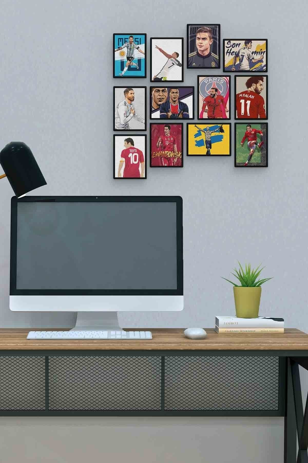 Ünlü Futbolcular 12 Parça Mdf (ahşap) Tablo Ofis Boyu 