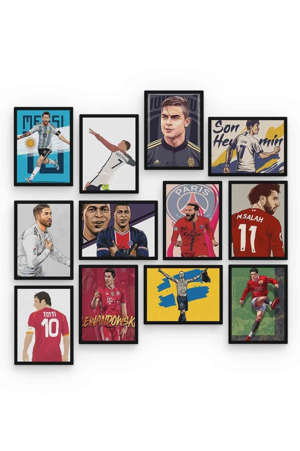 Ünlü Futbolcular 12 Parça Mdf (ahşap) Tablo Ofis Boyu 