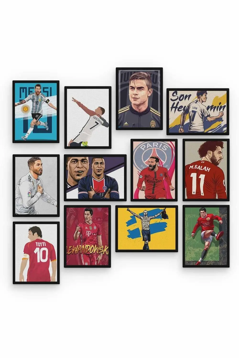 Ünlü Futbolcular 12 Parça Ahşap Mdf Tablo Zlltb401