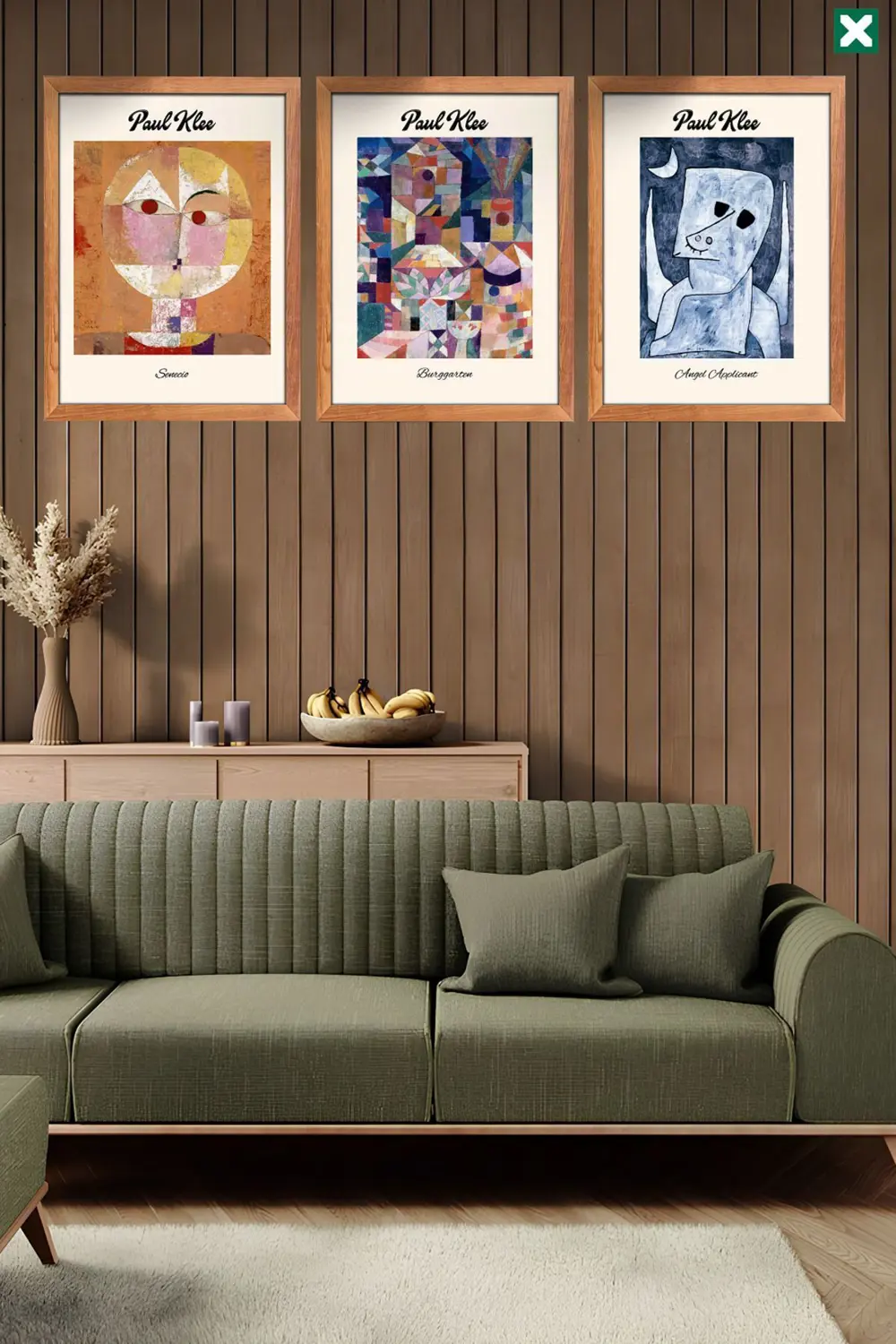 Ünlü Ressam Paul Klee 3' lü Set, Çerçeve Görünümlü Modern Mdf Tab