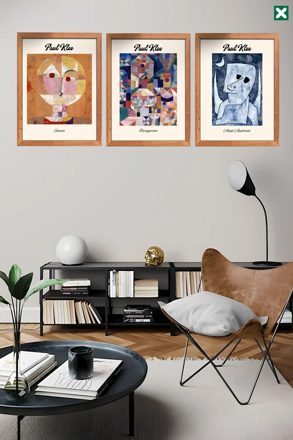 Ünlü Ressam Paul Klee 3' lü Set, Çerçeve Görünümlü Modern Mdf Tab