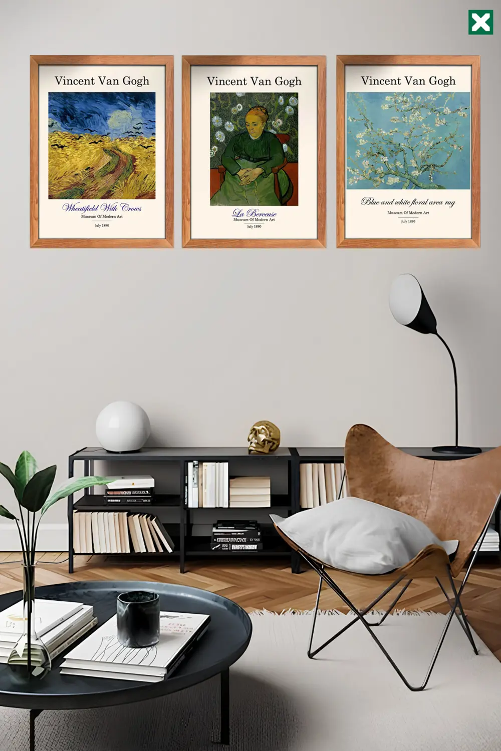 Ünlü Ressam Vincent van Gogh 3' lü Set, Çerçeve Görünümlü Modern 