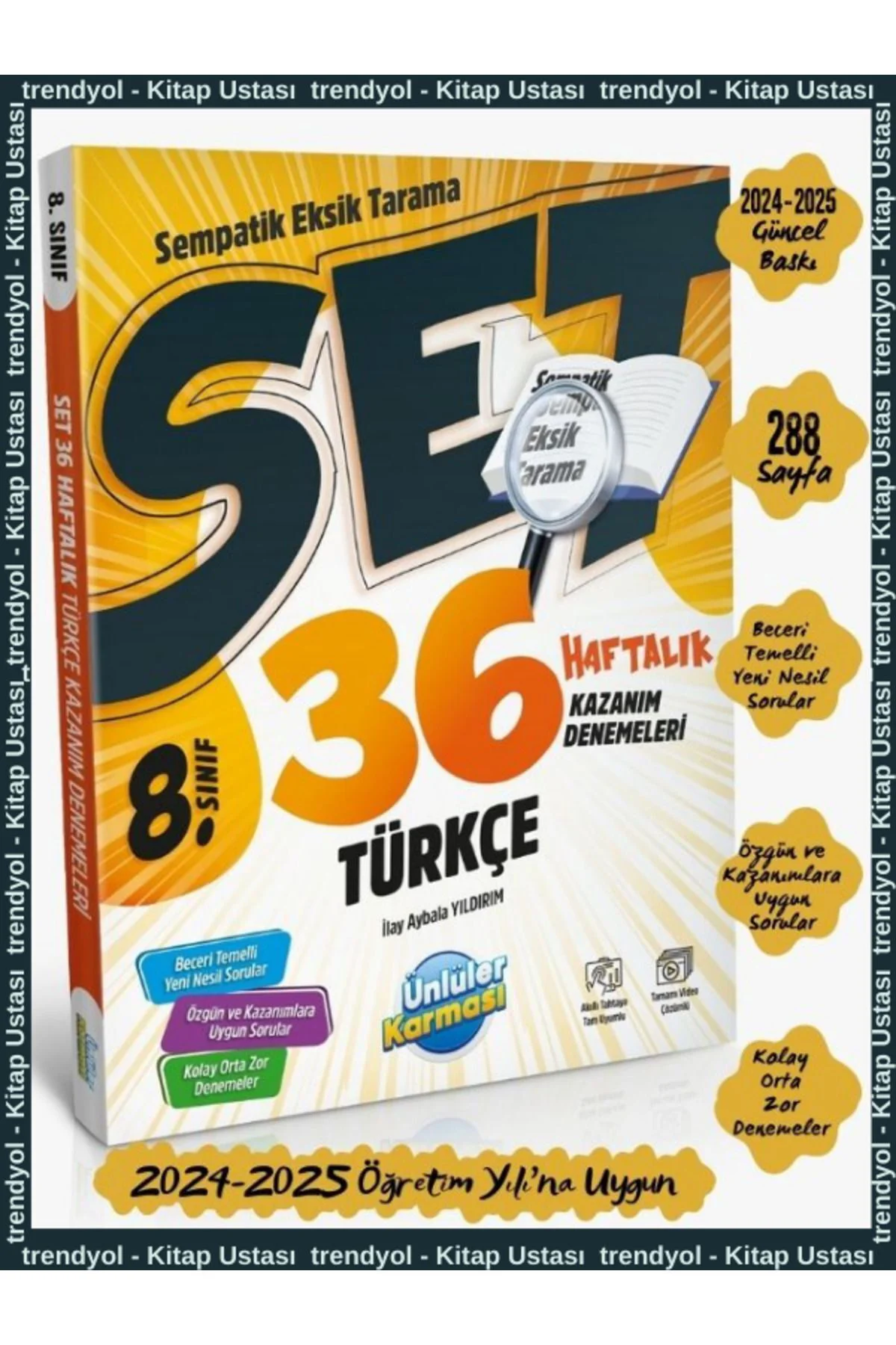 Ünlüler 8. Sınıf Türkçe SET 36 Haftalık Kazanım Denemeleri Ünlüle