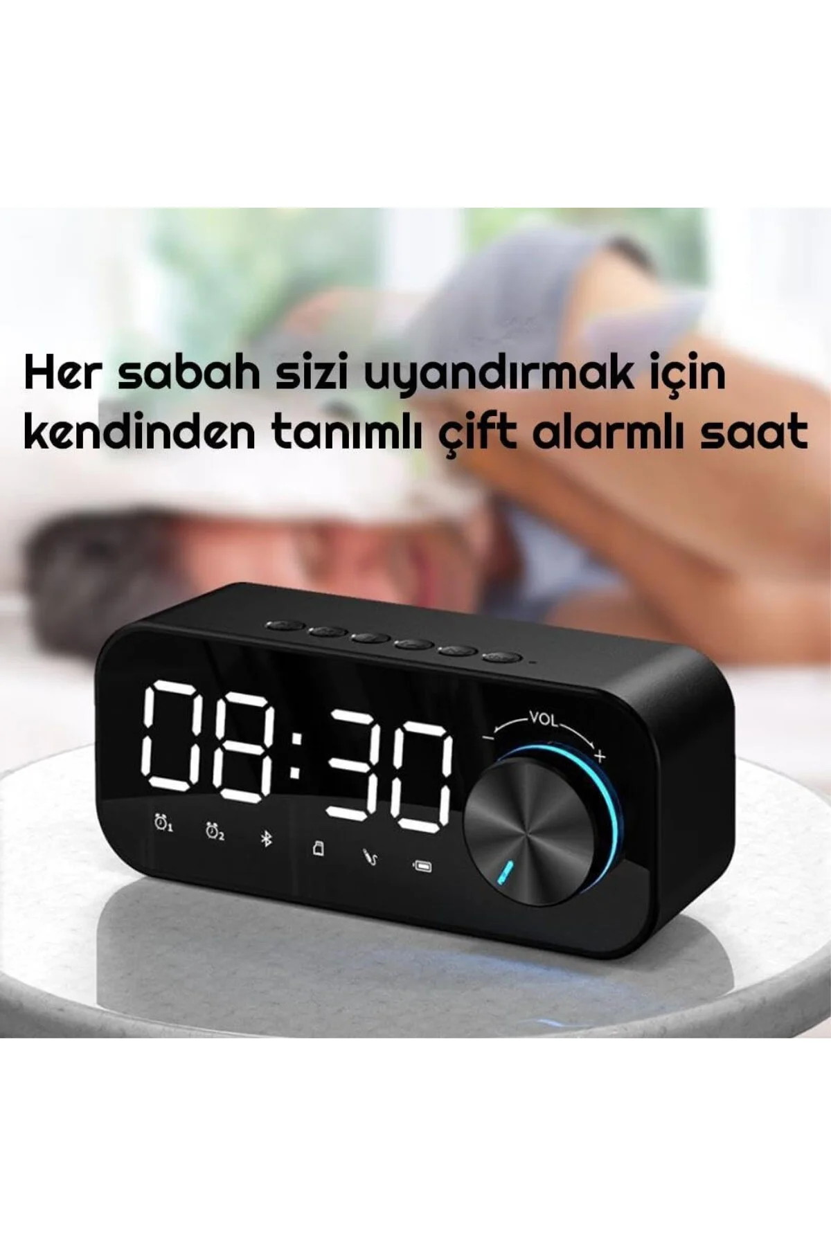UpWay Dijital Çalar Saat LED Ekran Bluetooth Hoparlör MP3 FM Radyo Alarm Masa Saati