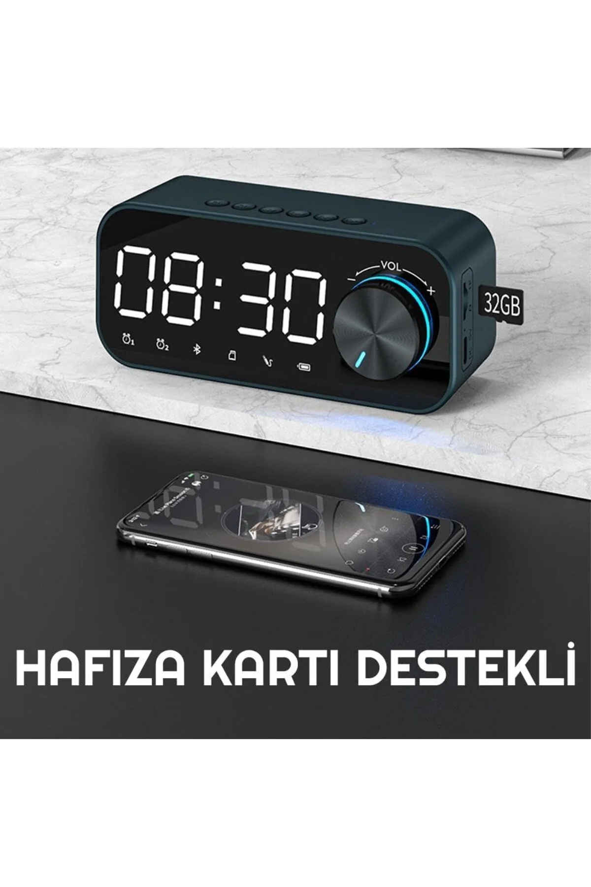 UpWay Dijital Çalar Saat LED Ekran Bluetooth Hoparlör MP3 FM Radyo Alarm Masa Saati