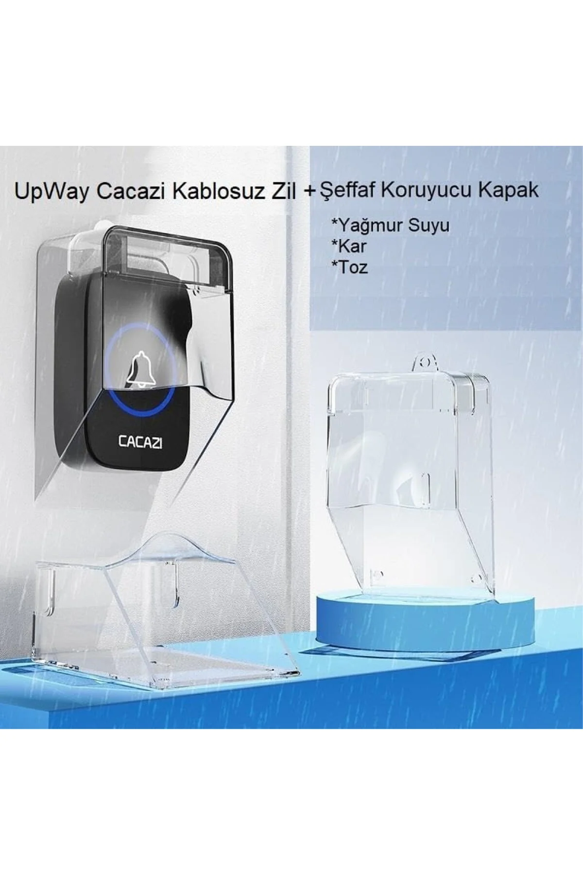 UpWay Ledli 60 Melodi Cacazi Kablosuz Kapı Zili + Koruyucu Kapak