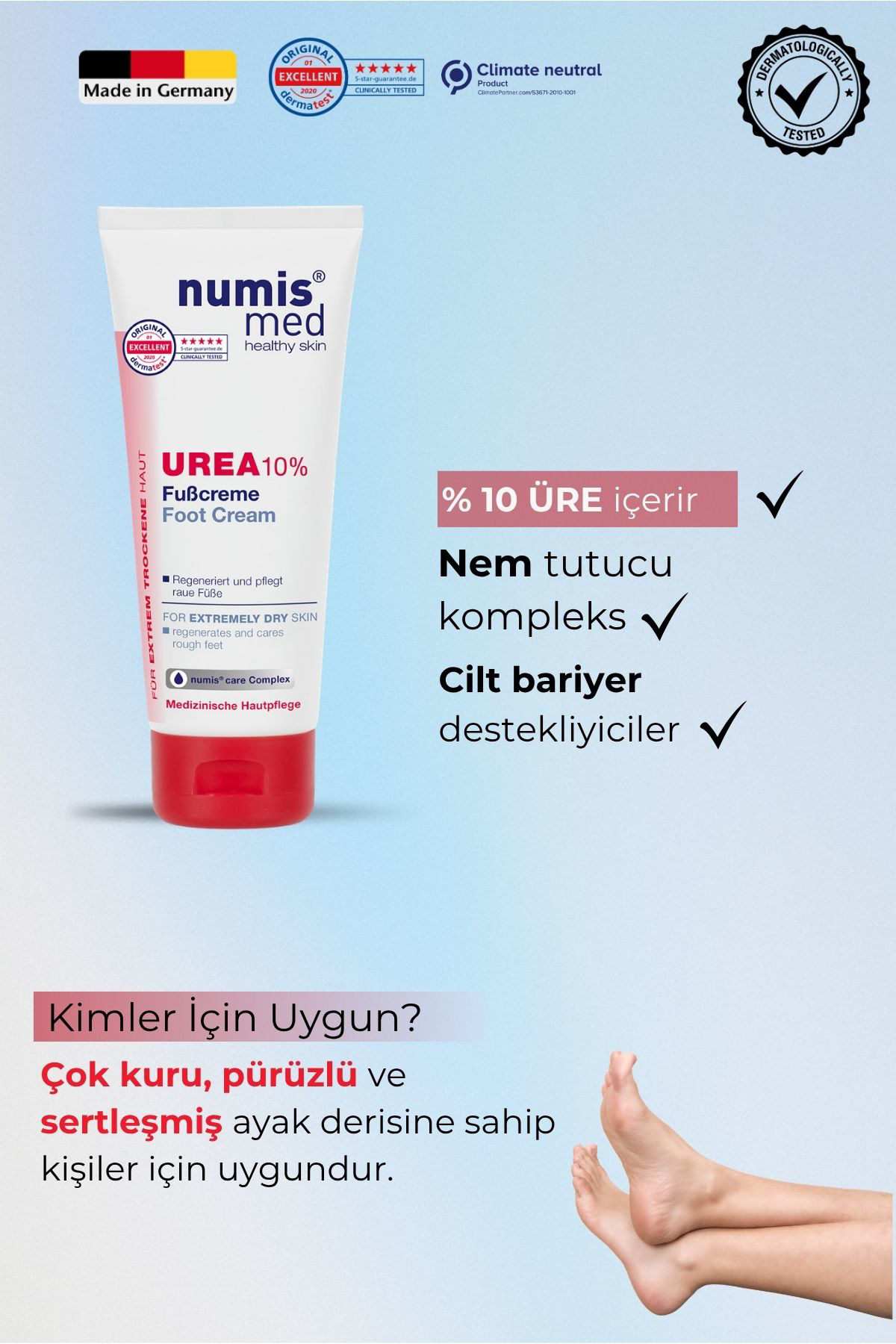 UREA 10% Ayak Kremi 100 ml – Çok Kuru ve Atopik Ciltler İçin Yoğun Onarıcı Bakım Kremi