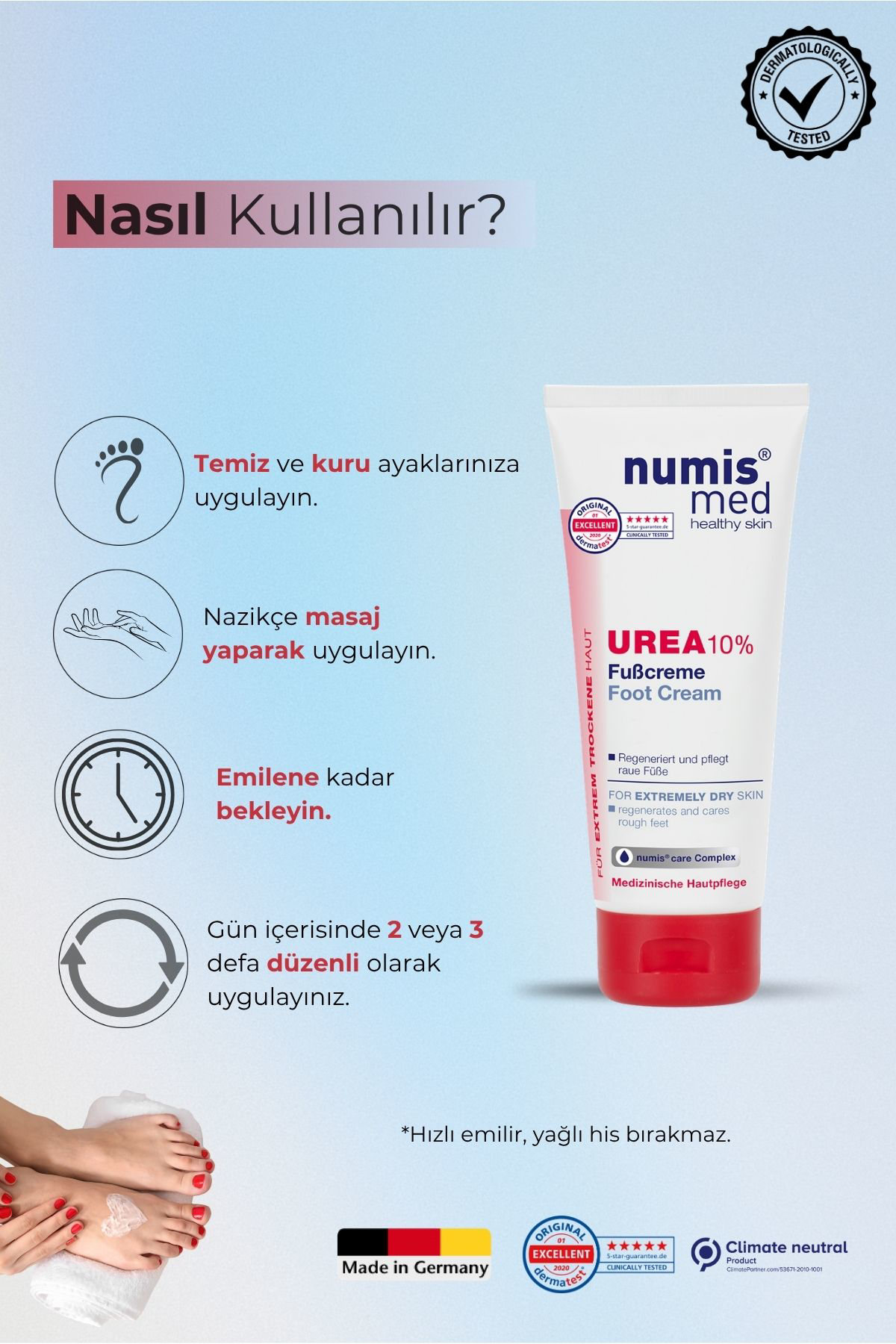 UREA 10% Ayak Kremi 100 ml – Çok Kuru ve Atopik Ciltler İçin Yoğun Onarıcı Bakım Kremi