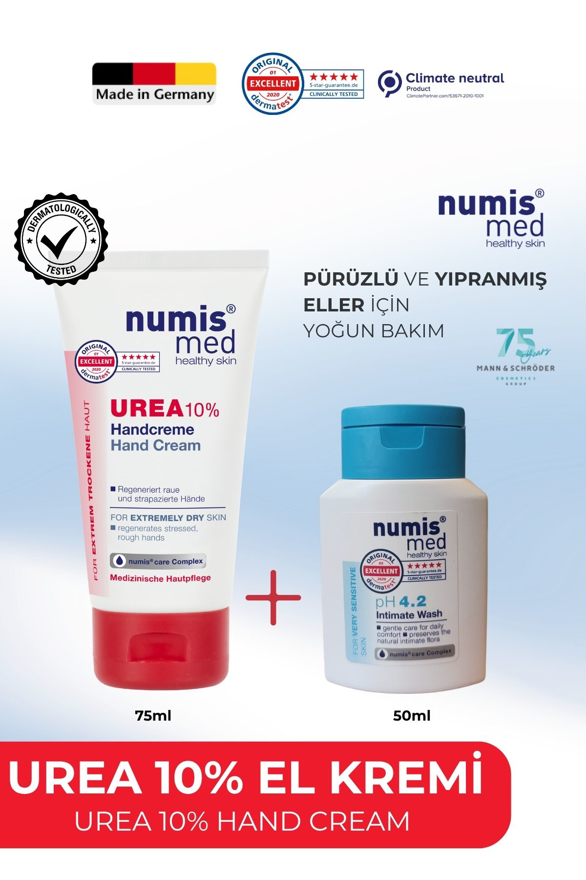 UREA 10% El Kremi 75 ml – Çok Kuru ve Yıpranmış Eller İçin Yoğun Nemlendirici, Atopik El Bakım Kremi