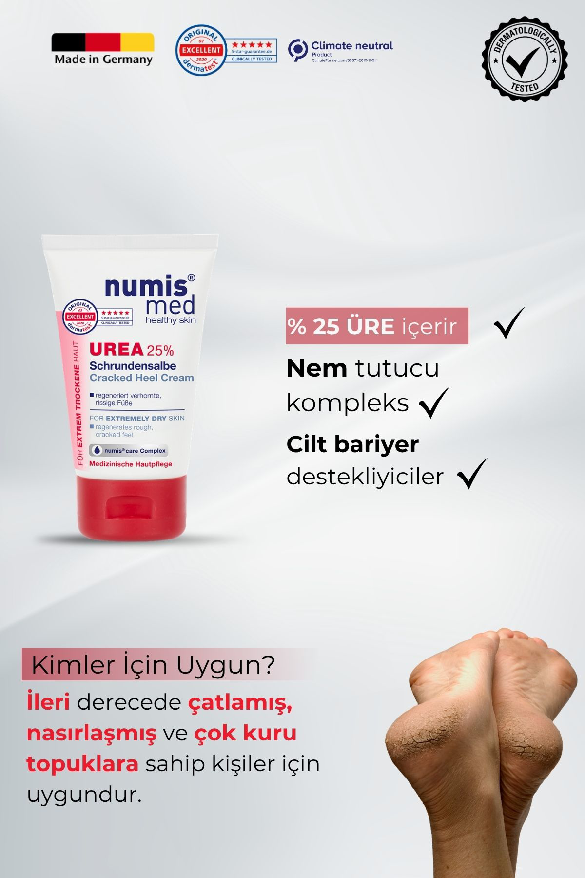 UREA %25 Topuk Çatlak Kremi 50 ml - Çok Kuru ve Sertleşmiş Ayaklar İçin Yoğun Bakım